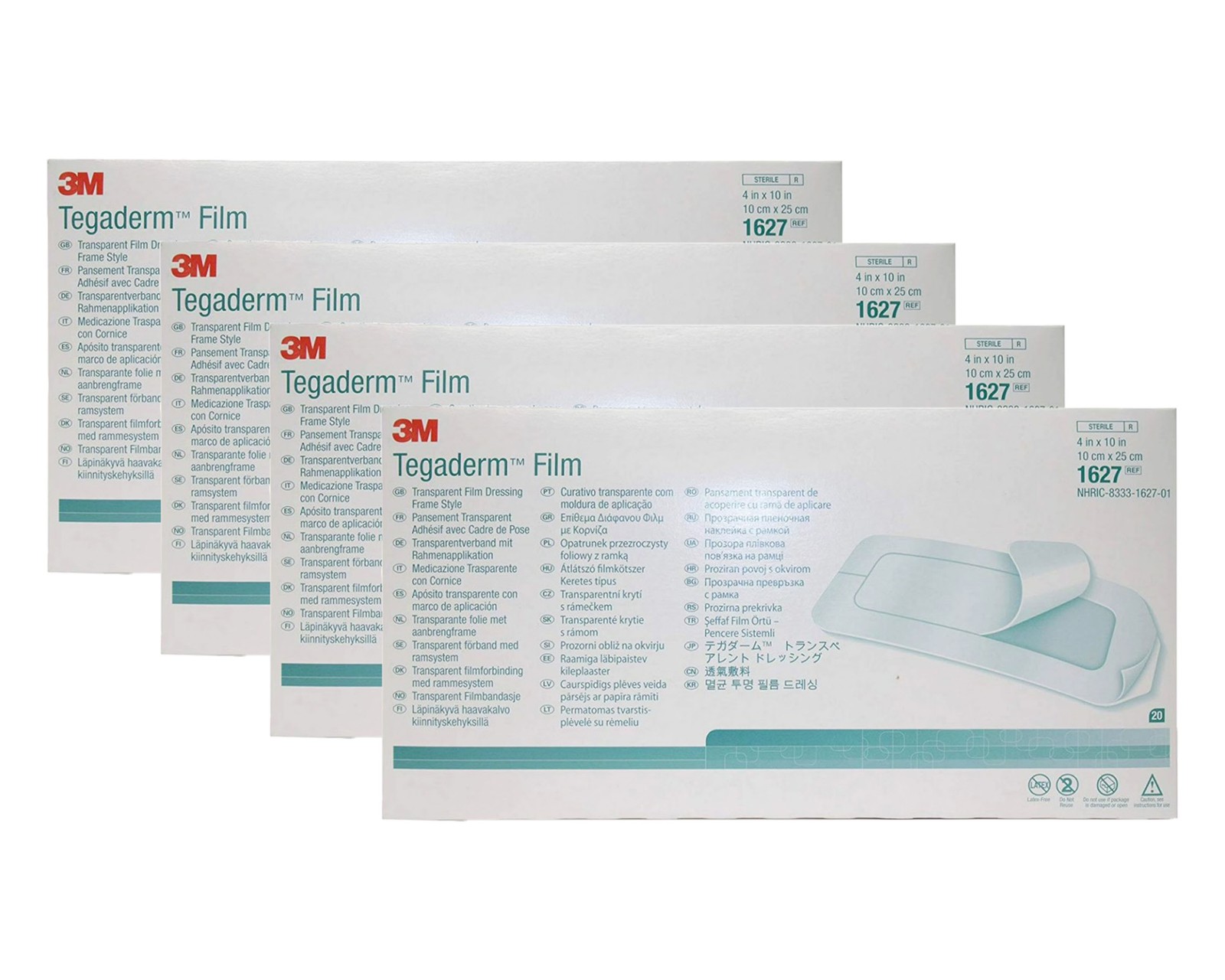 3M Tegaderm Transparent Frame Style Film Dressings 1627, (4) – 20 Count Packs