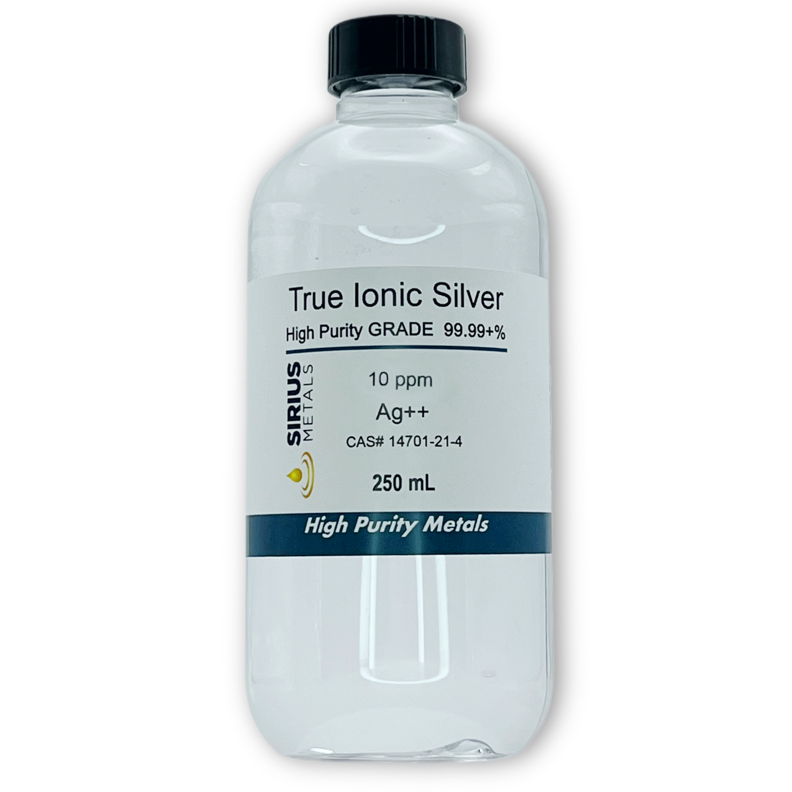 True Free Silver Ions (Ag++): 10 ppm, 99.99+% Purity – 250 mL in Plastic