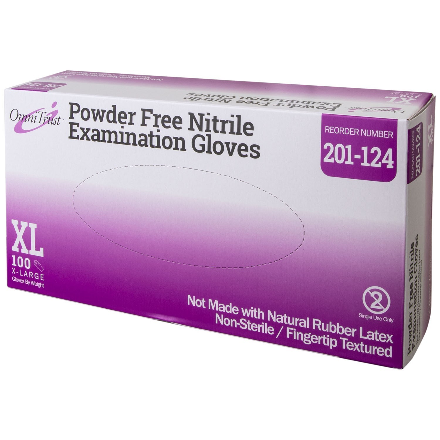 OMNITRUST NITRILE EXAM GLOVES, X-LARGE, TEXTURED, 100/BX, 10 BX/CASE, 201-124