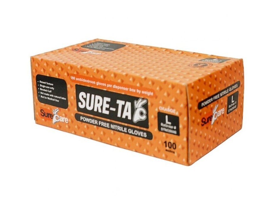 5/100’s (500) XX-LARGE 8 Mil Diamond Textured Orange Nitrile Sure-Tac Gloves