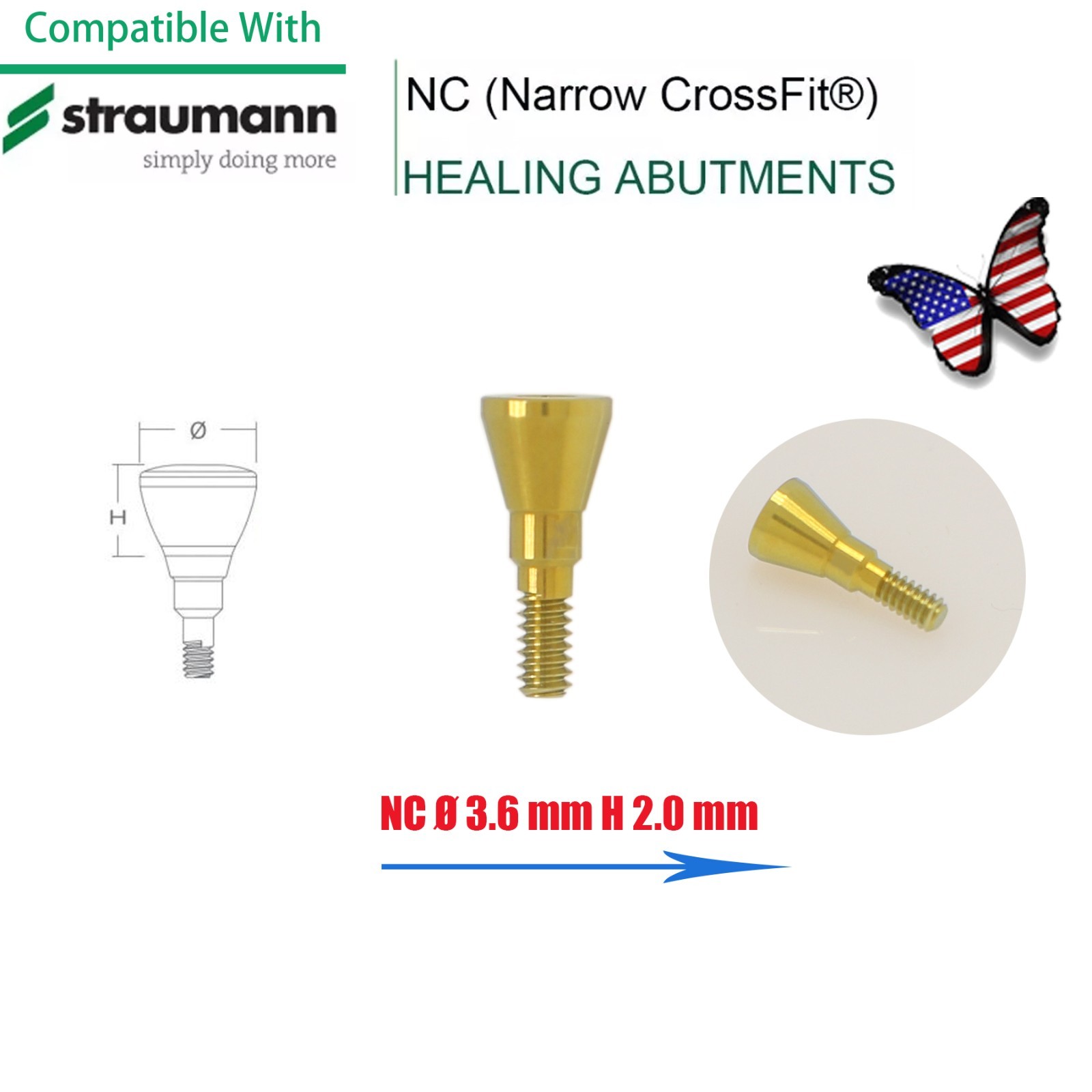 US Dental Mini Healing Abutment Cap/Closure Cover Screw Straumann Fit Bone Level