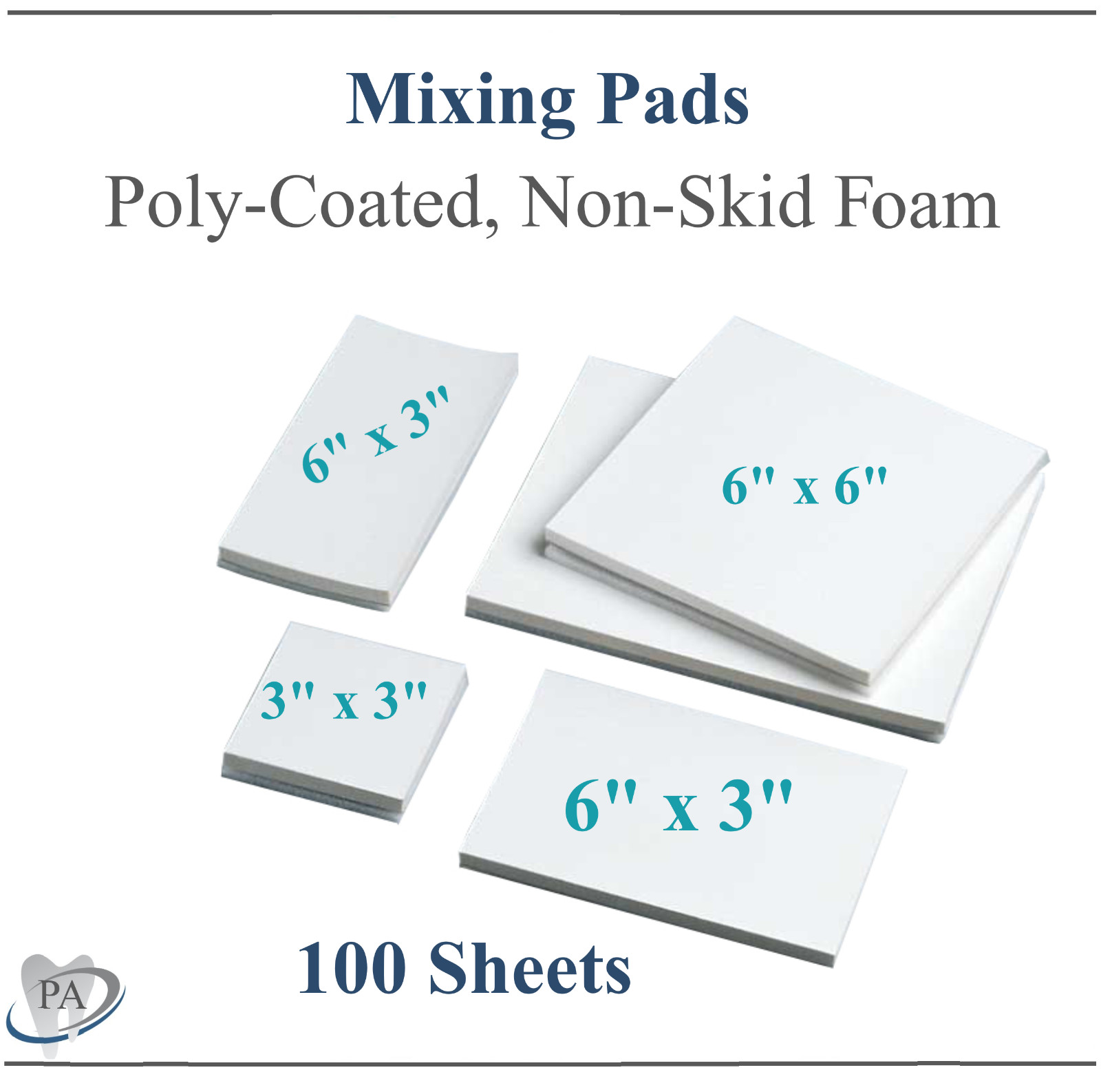 POLY PADDED MIXING PADS 3″ X 3″ , «6 X3», «6 X 6 – 100/PACK NON SKID FOAM DENTAL