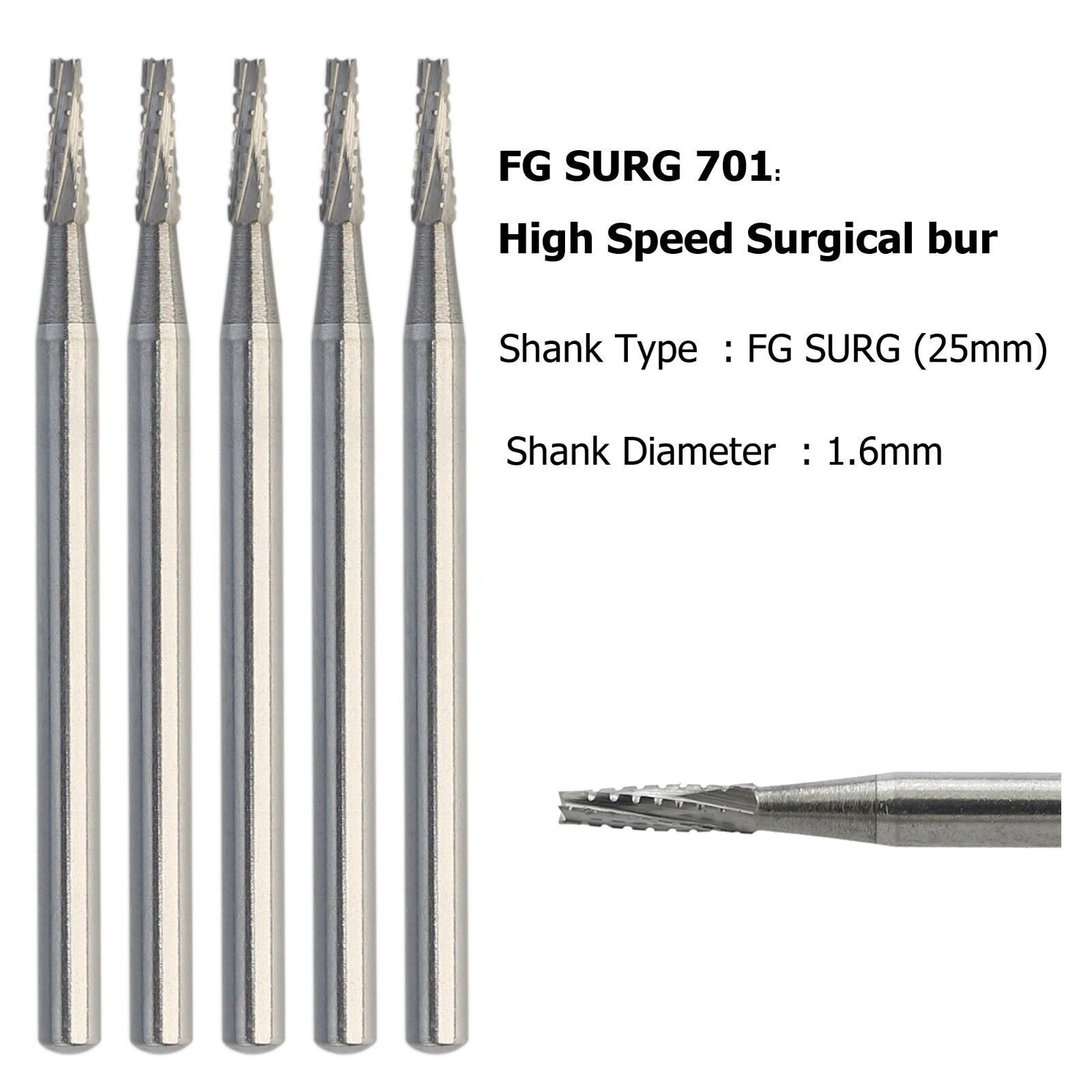 Dental Long Surgical Bur FG SURG 701L 25mm Tungsten Carbide High Speed FGOS