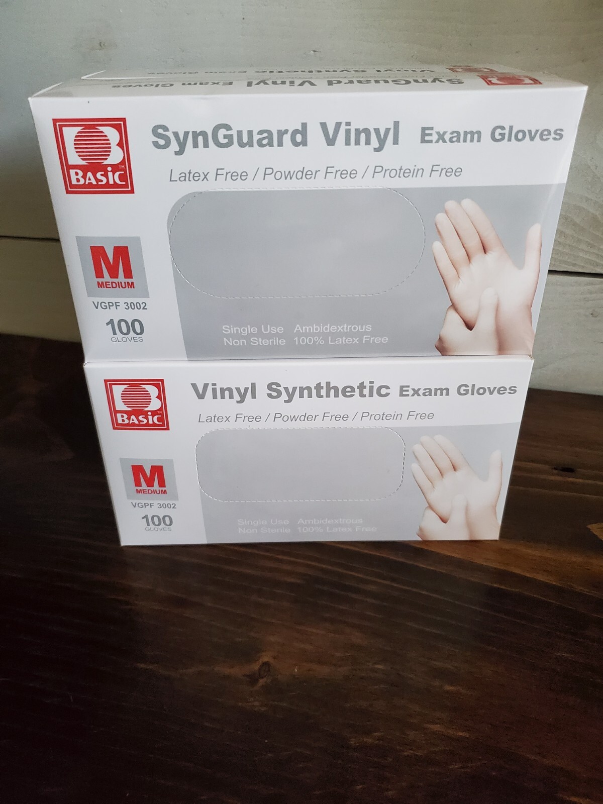 Basic Synguard Vinyl Powder-Free Exam Gloves MEDIUM 100 Ct VGPF 3002 (4 Boxes)