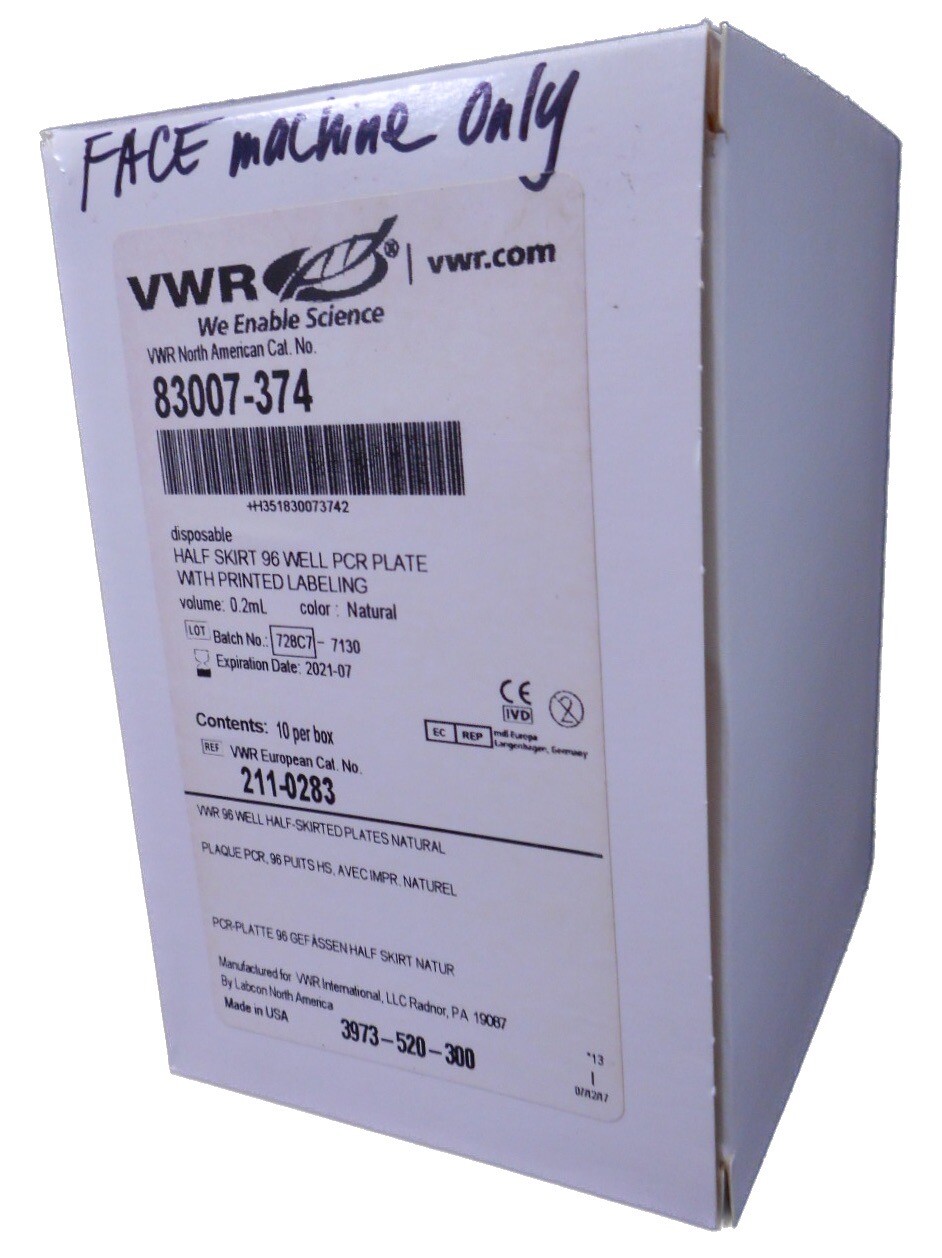VWR Polypropylene PCR Plates 96 Well 0.2mL 83007-374 (10/pk)