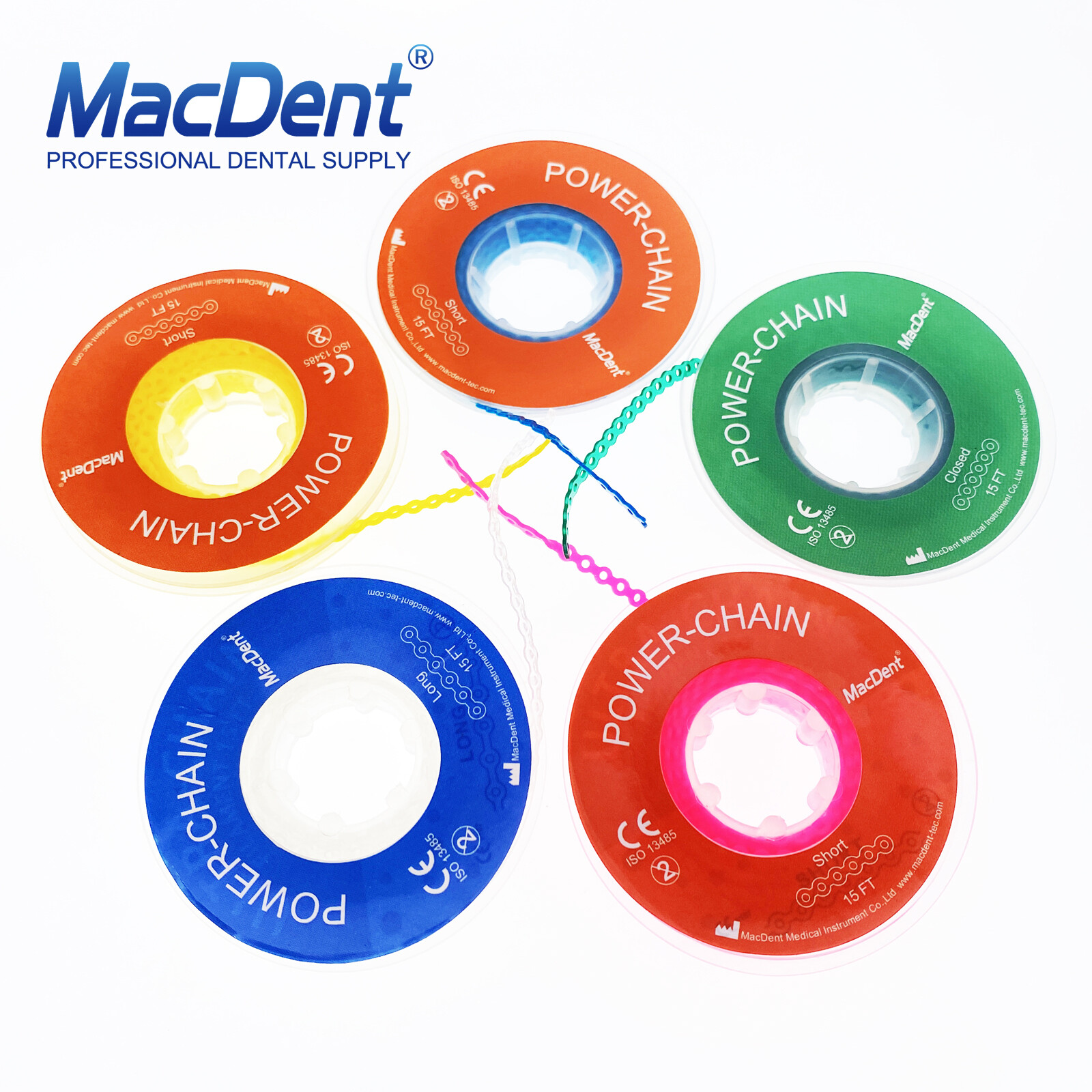 Dental Orthodontic Elastic Rubber Bands Power Chain for Braces Long/Short /Close