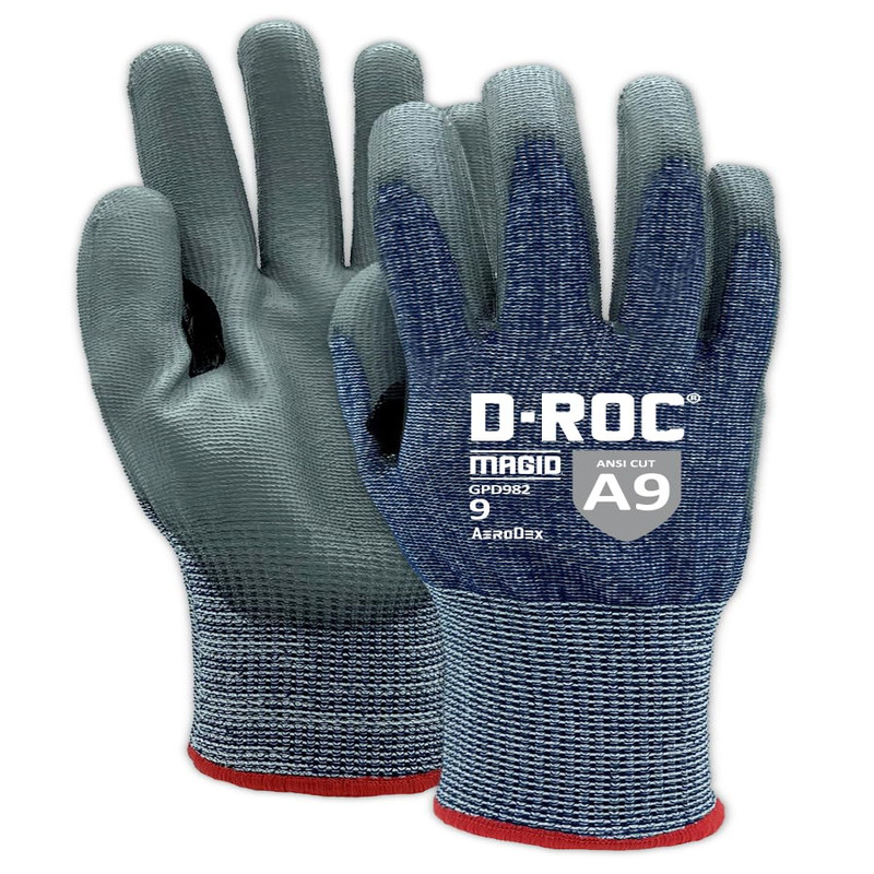 Magid D-Roc Aerodex Ansi A9 13-Gauge Pu Coated Work Gloves 1 Pair Size 9/Large