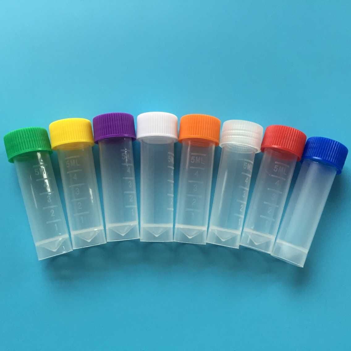 5ml Plastic Test Tubes Vial Screw Seal Cap Pack Container 50-100pcs
