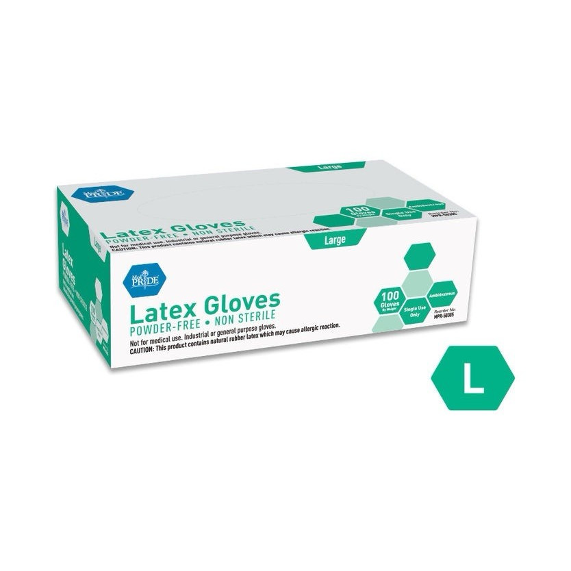 MedPride Latex Gloves Powder-Free Non Sterile Large 100ct