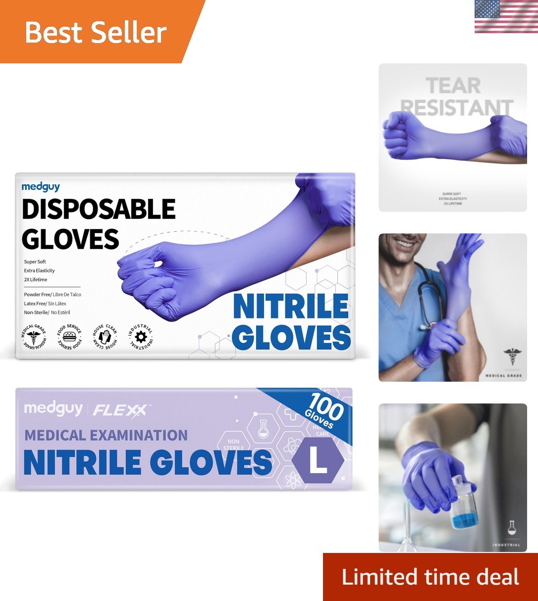 Medical Nitrile Exam Gloves, 4 Mil Powder-Free Latex-Free Disposable Food-Saf…