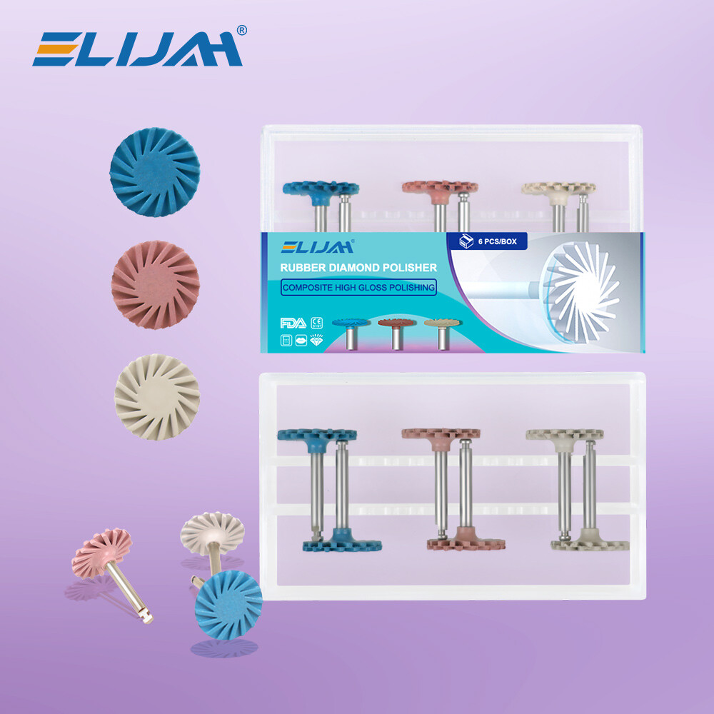 Dental Composite Polishing Kit Diamond System RA Rubber Wheel Polisher 6pcs/1Box