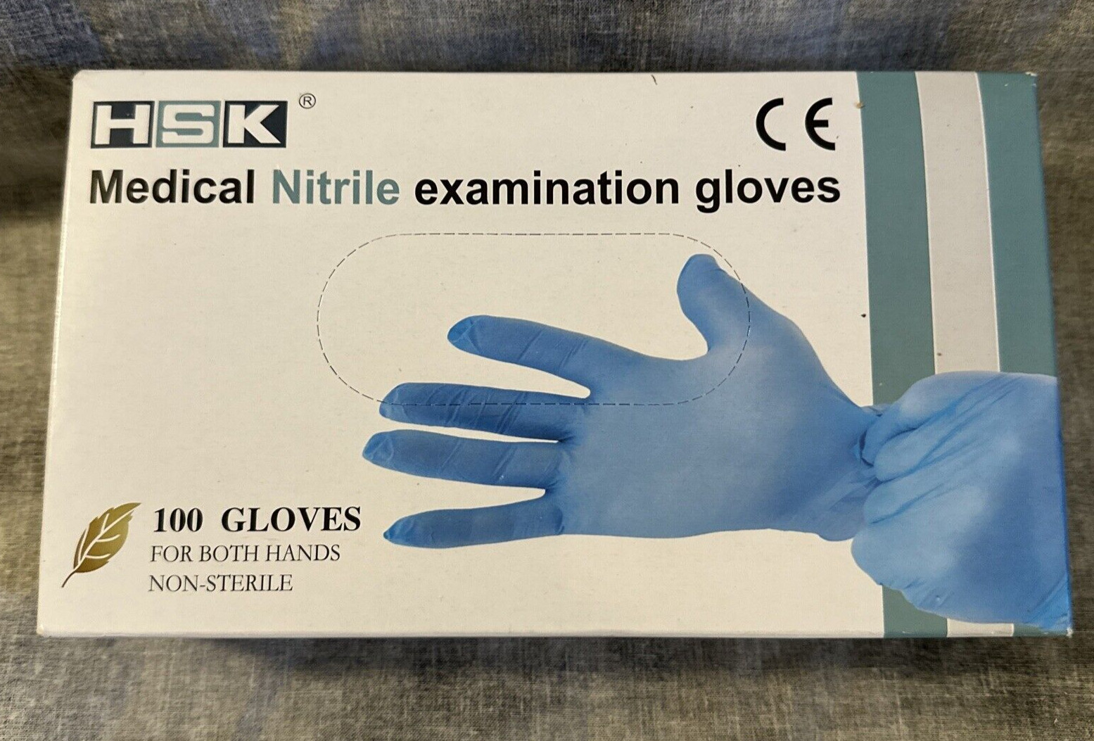 HSK 100 Count Blue Medical Nitrile Gloves Examination Powder Latex Free Large