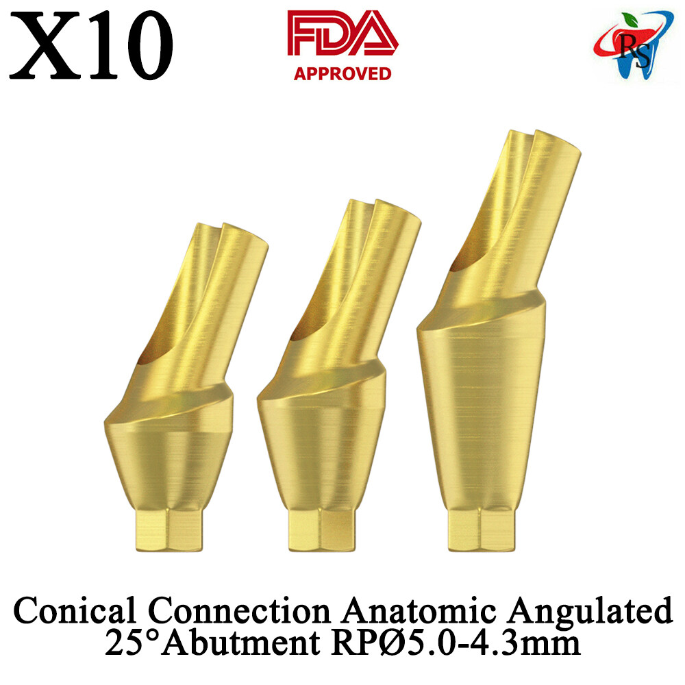 10pcs DSl Abutment Anatomic Angulated 25° Conical Connection RP Ø5.0-4.3mm