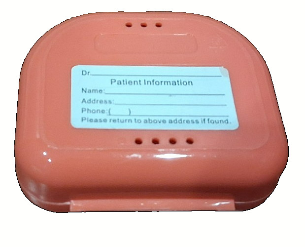 Plastic Retainer Case, Peach Color, Information Tag, NEVER USED BRAND NEW