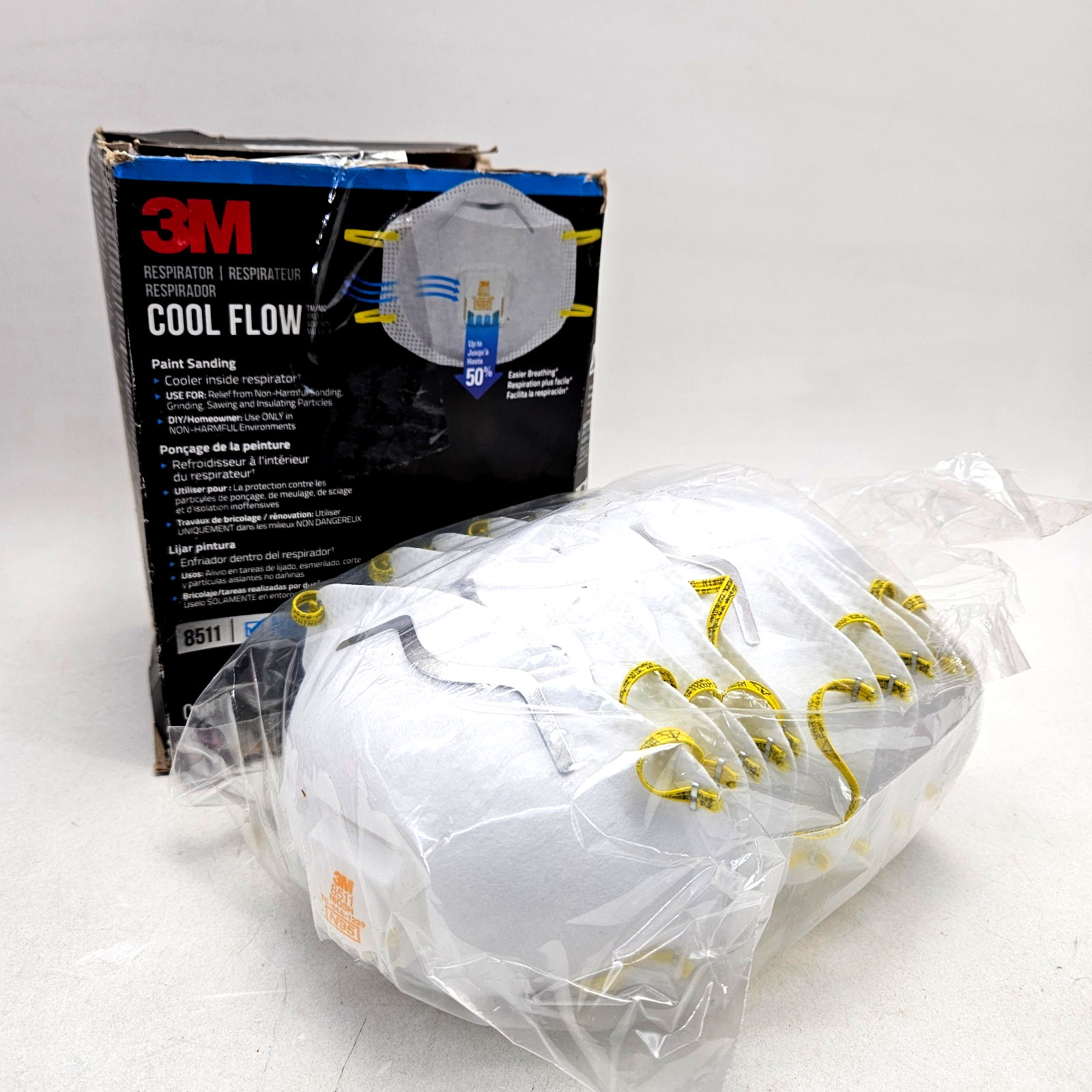 3M 8511PB1-A-PS N95 Particulate Respirator Masks w/ Cool Flow Exhalation Valve