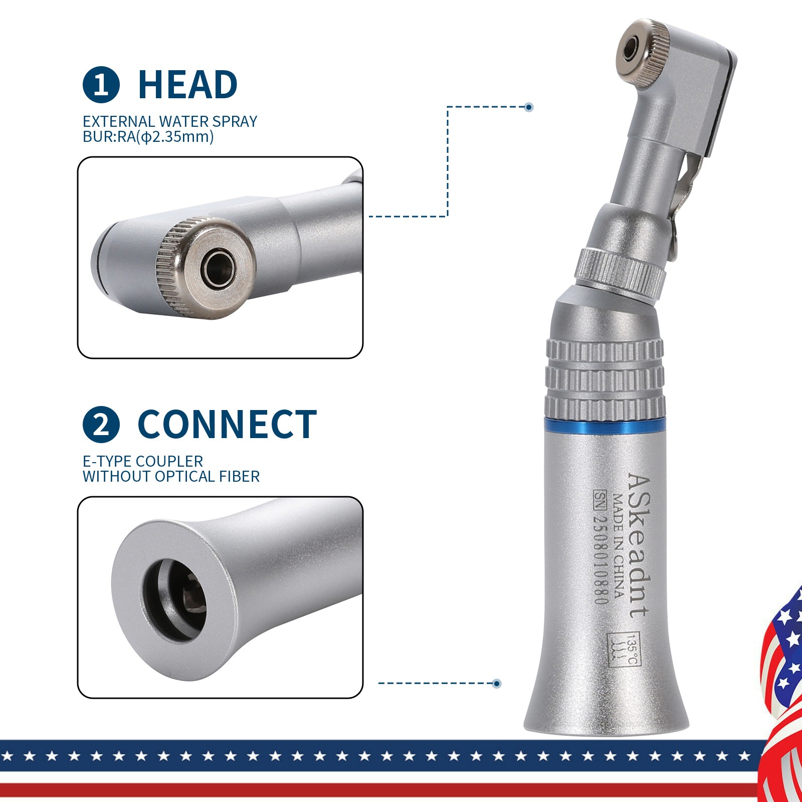 NSK Style Dental Slow Low Speed Handpiece Contra Angle Latch E-type ASkeadnt