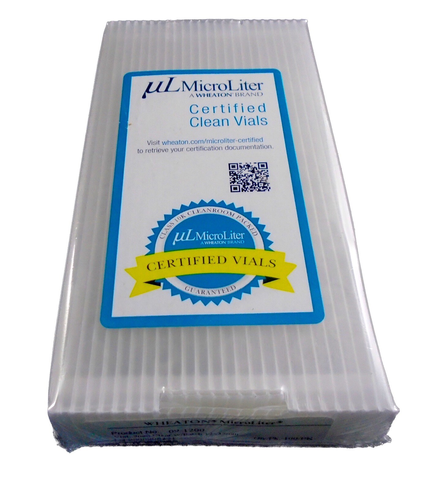 WHEATON μL MicroLiter Glass Certified Clean 9mm Vials w/ Patch 12 x 32mm 100/Pk