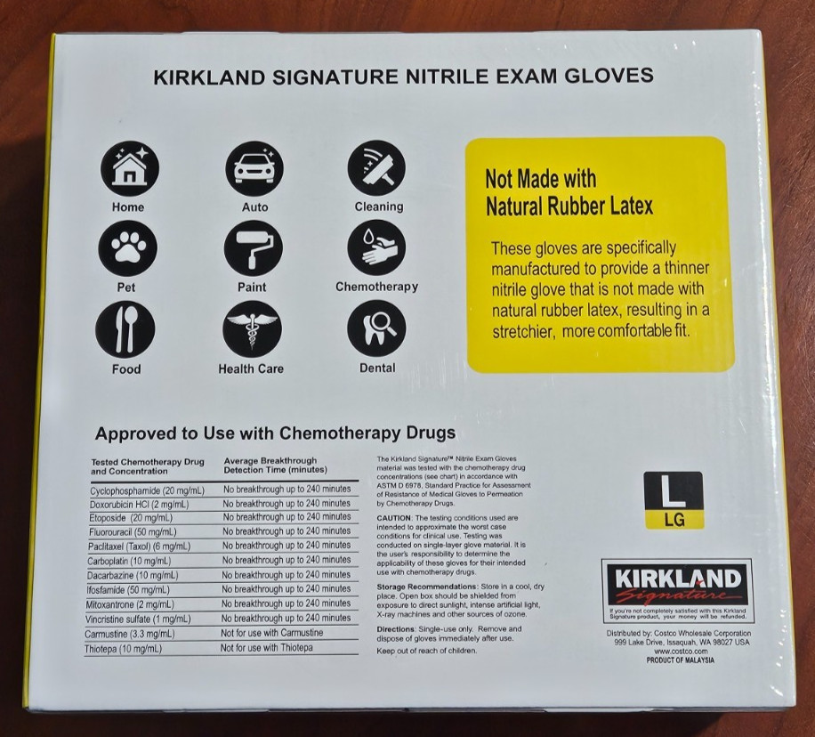 Kirkland Signature Nitrile Exam Multipurpose Gloves Large LG L 400 ct Exp 1/2030