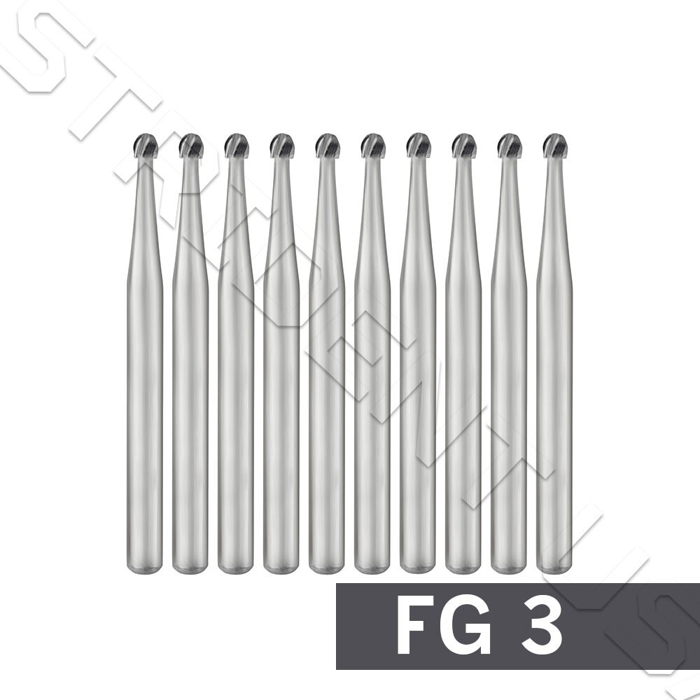 Dental Carbide Burs FG #3 Round for High Speed Handpiece 10/pack
