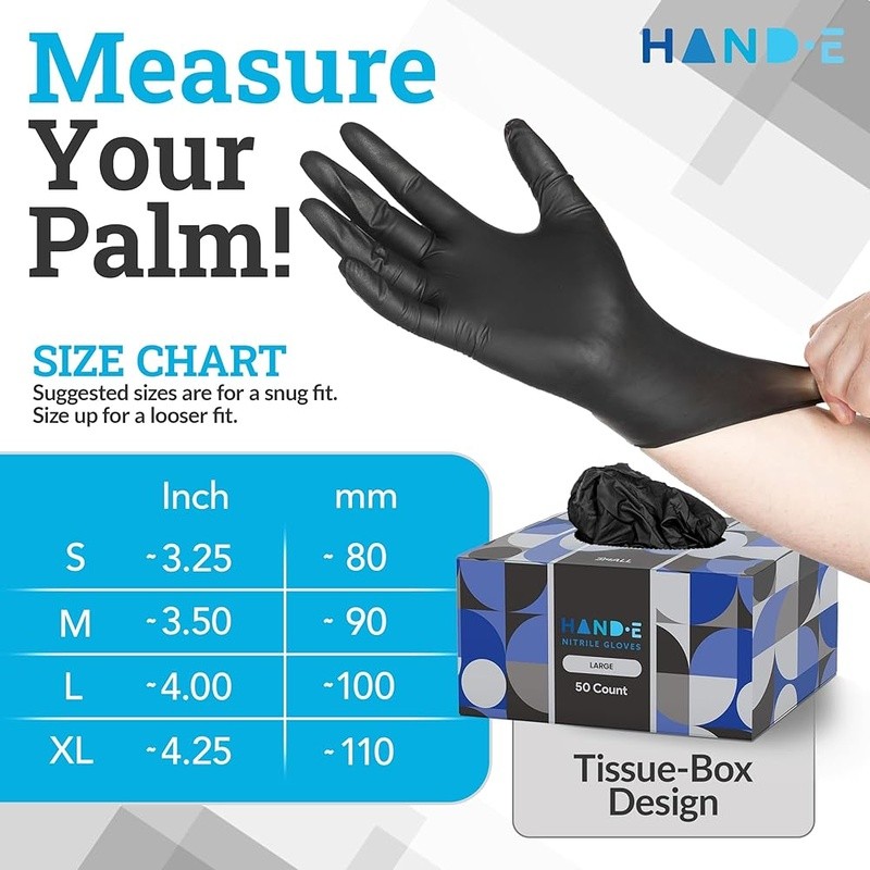 Nitrile Disposable Gloves Black Powder Latex Free Grip Kitchen BBQ Mechanic Pack