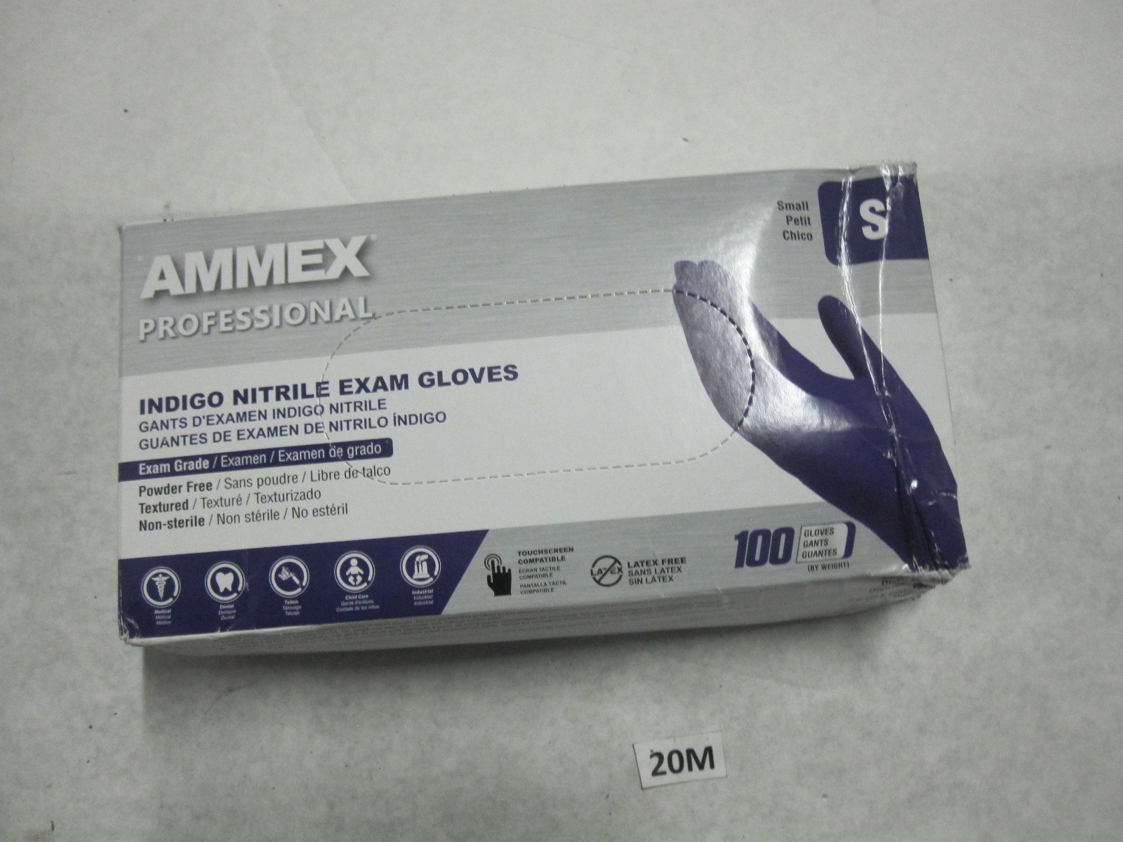 Ammex Indigo Nitrile Exam Gloves, Latex & Powder Free, Size Small box of 1000 qt