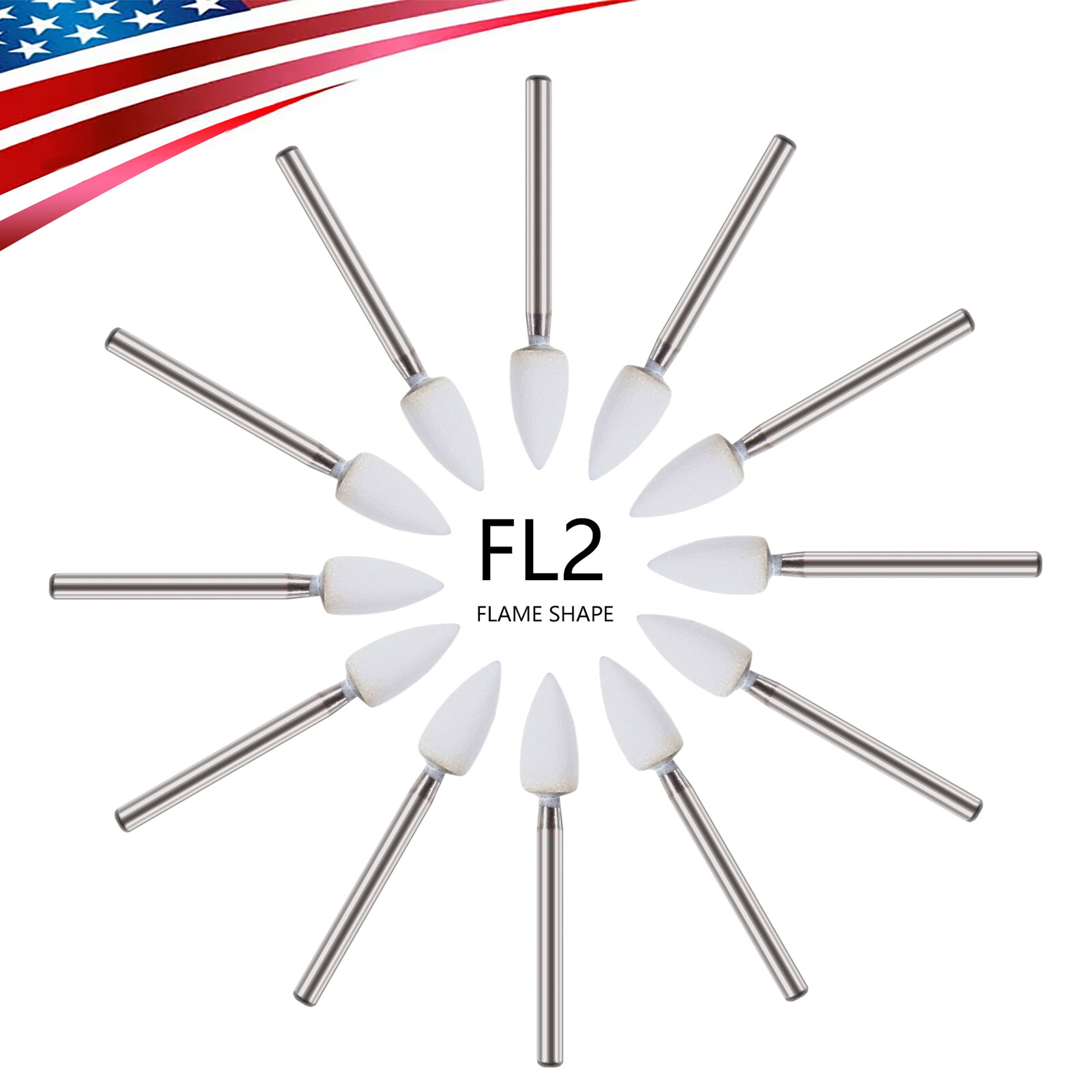 Dental White Stones Polishing FG burs Flame Cone shape Arkansas Stone 12pc/Box
