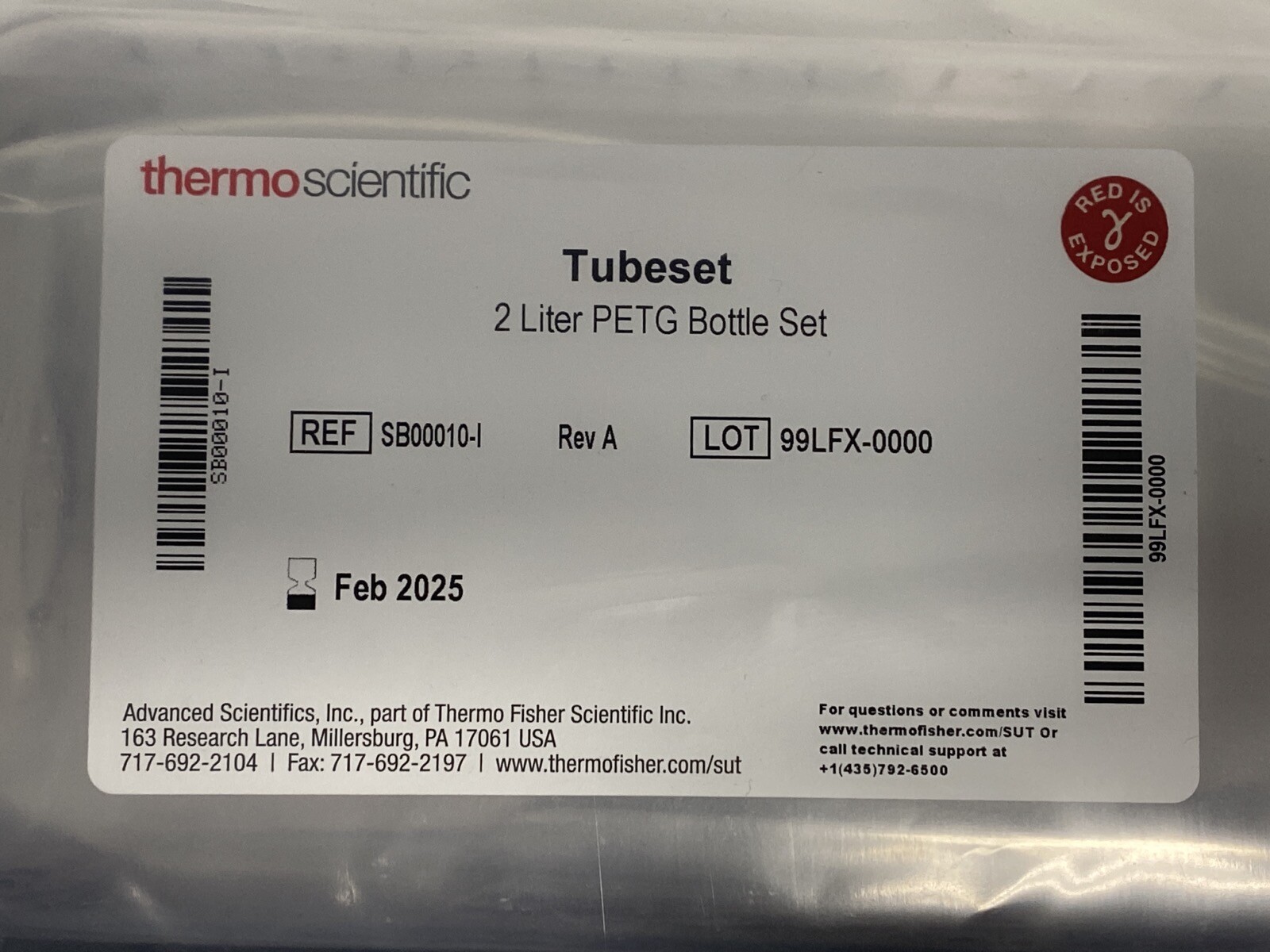 (3 Pc) THERMO SCIENTIFIC 2L PETG Single-Use Bottle Assembly 3-Port Cap SB00010-I