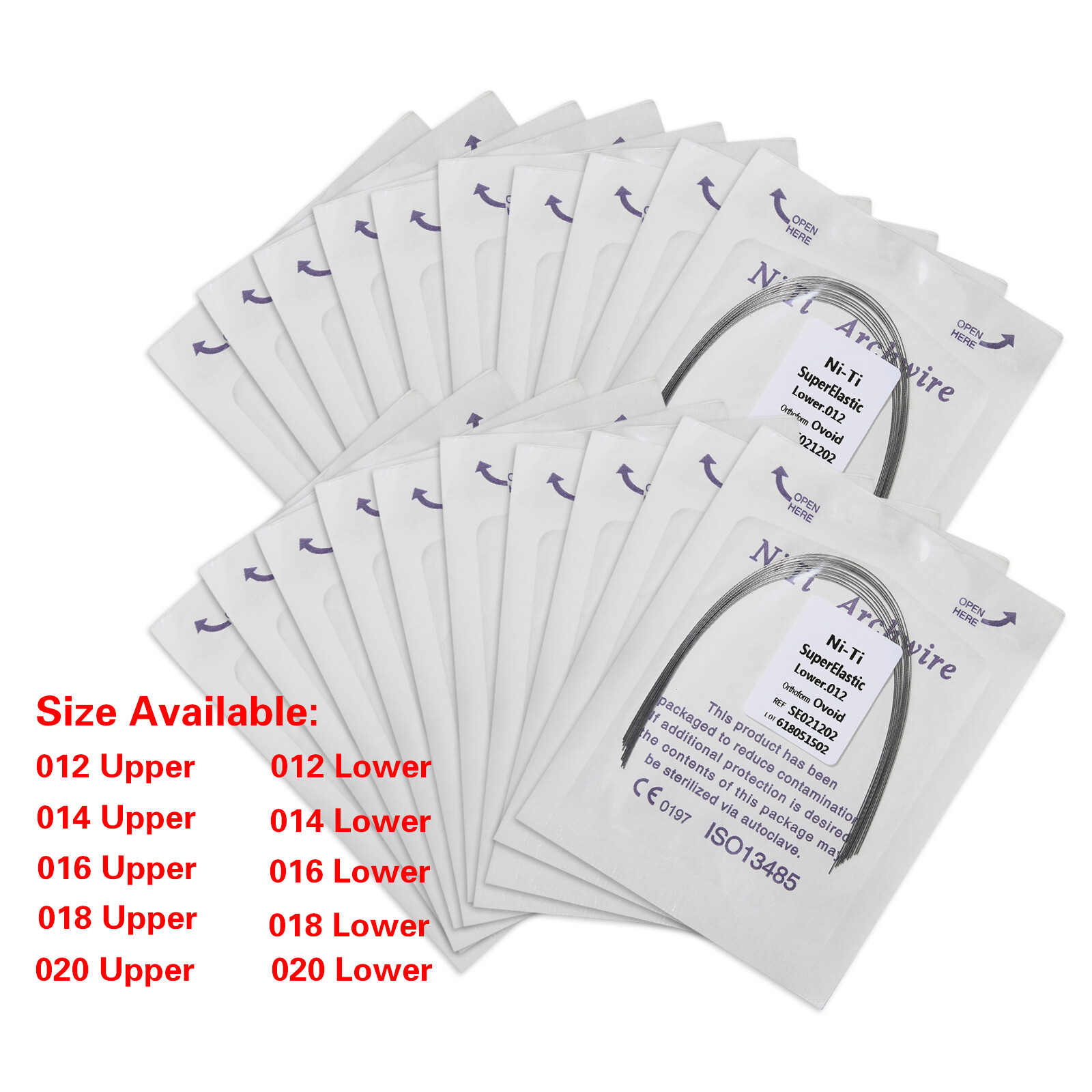 Dental Orthodontic Arch Wire Round Niti Super Elastic Ovoid/Natural 10 Sizes