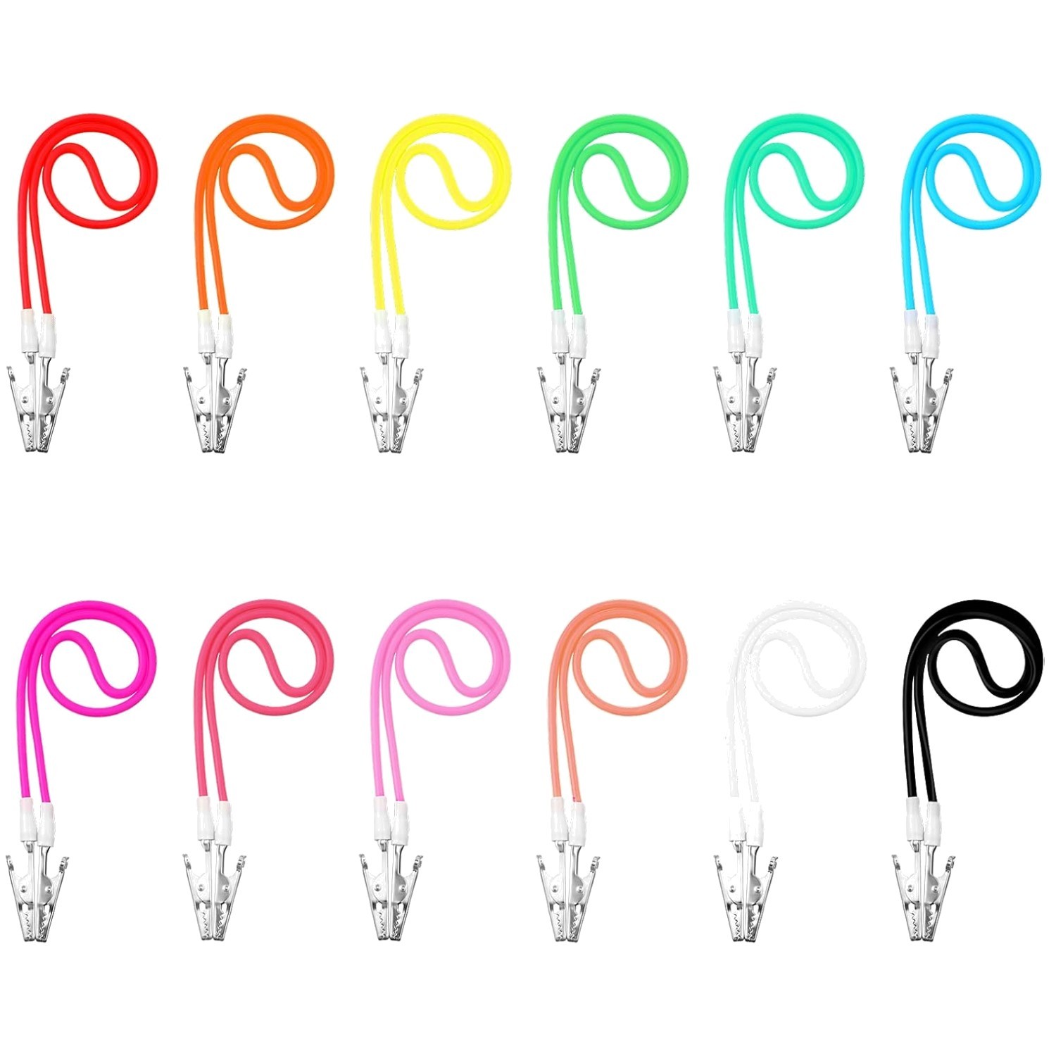 Colorful Dental Bib Clips – Pack of 12 with Lanyard