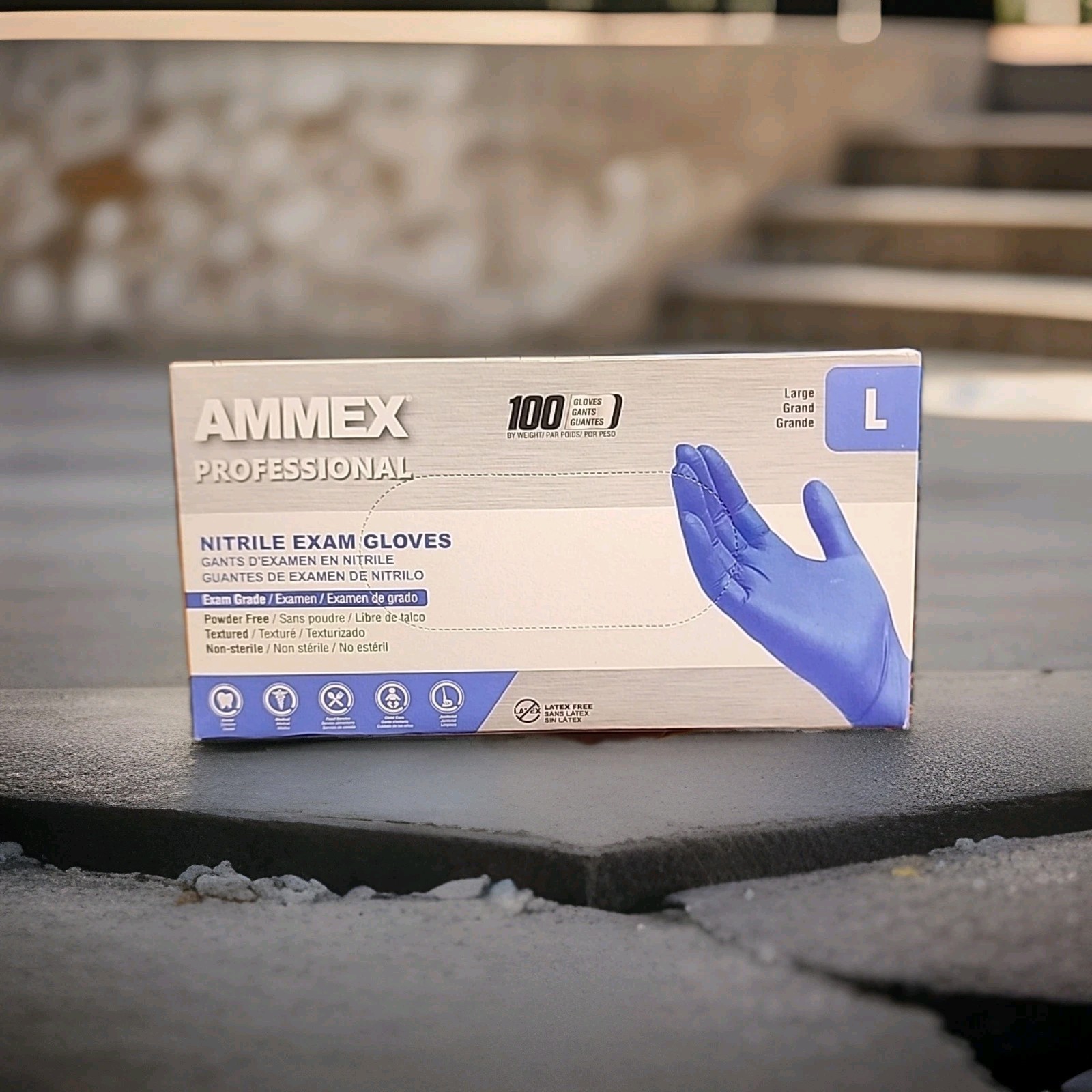 5-100ct Boxes AMMEX Professional Cerulean Nitrile PF Exam LG Gloves Large 500ct.