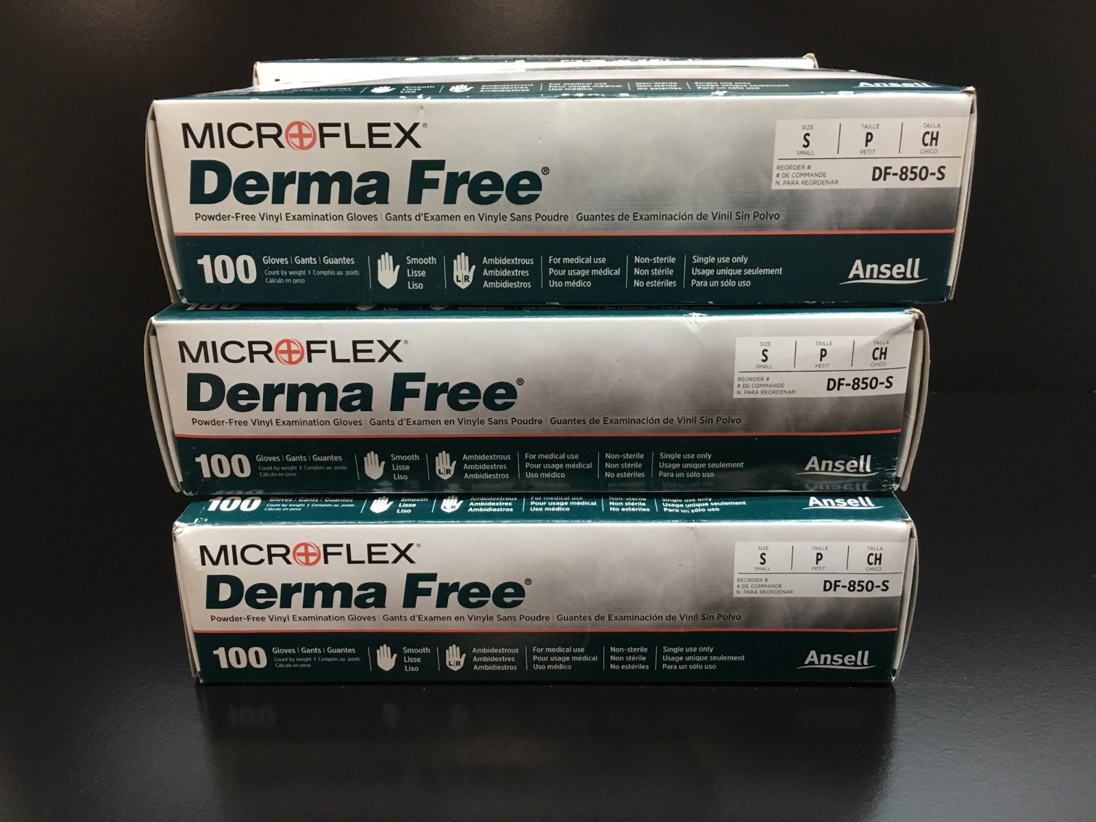 Ansell MICROFLEX DF-850-S Powder-Free Vinyl Examination Gloves Size S Lot 6 PKS