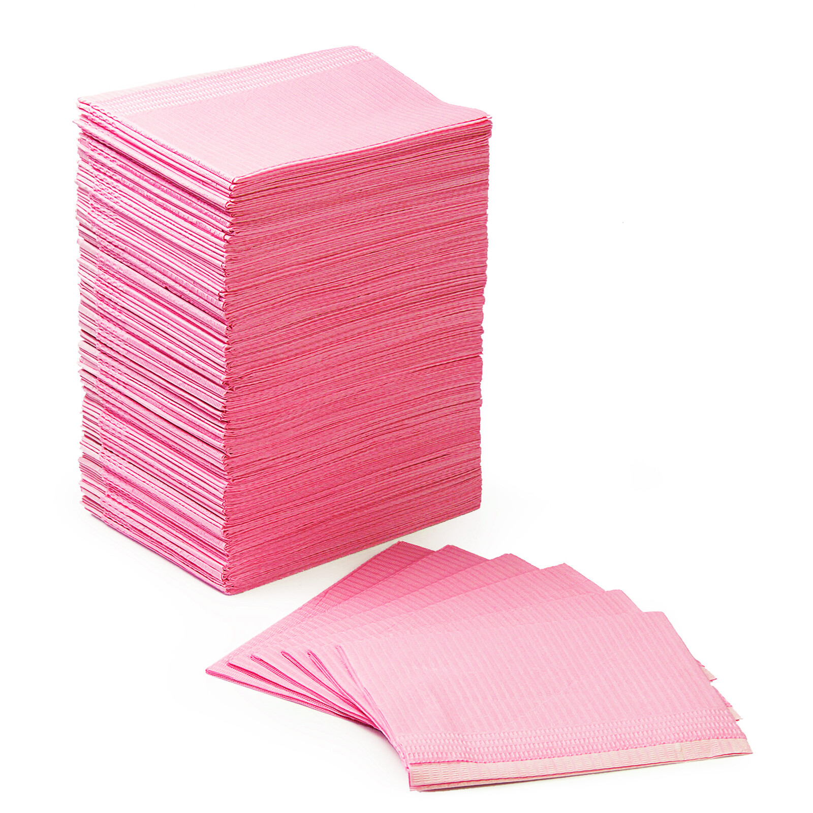 500pcs Pink Patient Bibs Towel For Dental Medical Tattoo use 3-Ply Disposable