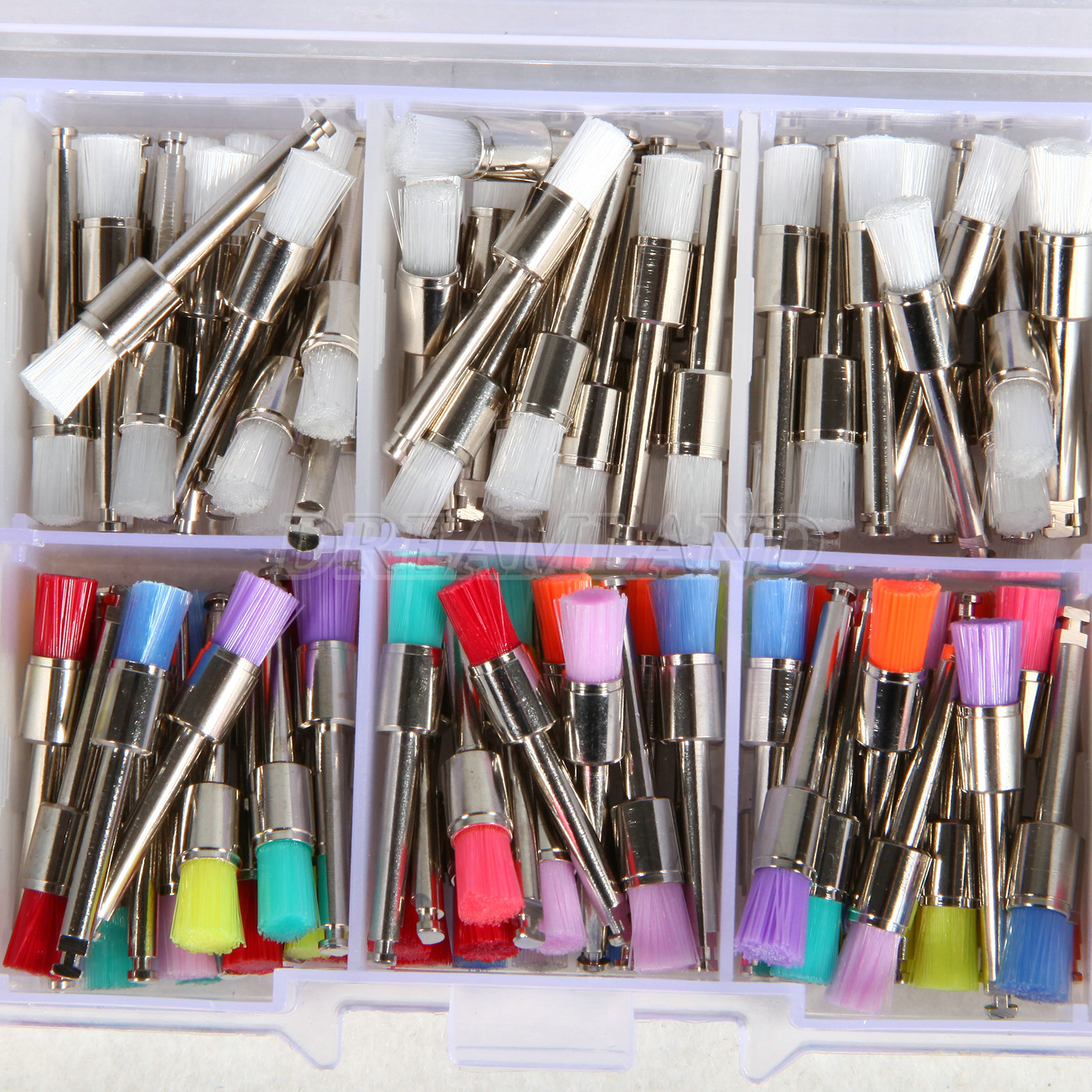 200PC Dental Nylon Materials Closure Flat Polishing Polisher Prophylaxis Brushes