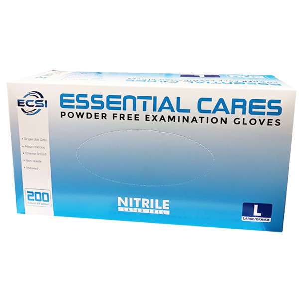 200 pcs Nitrile Disposable Exam Gloves Powder-Free, Large, 3.5mil, ECS