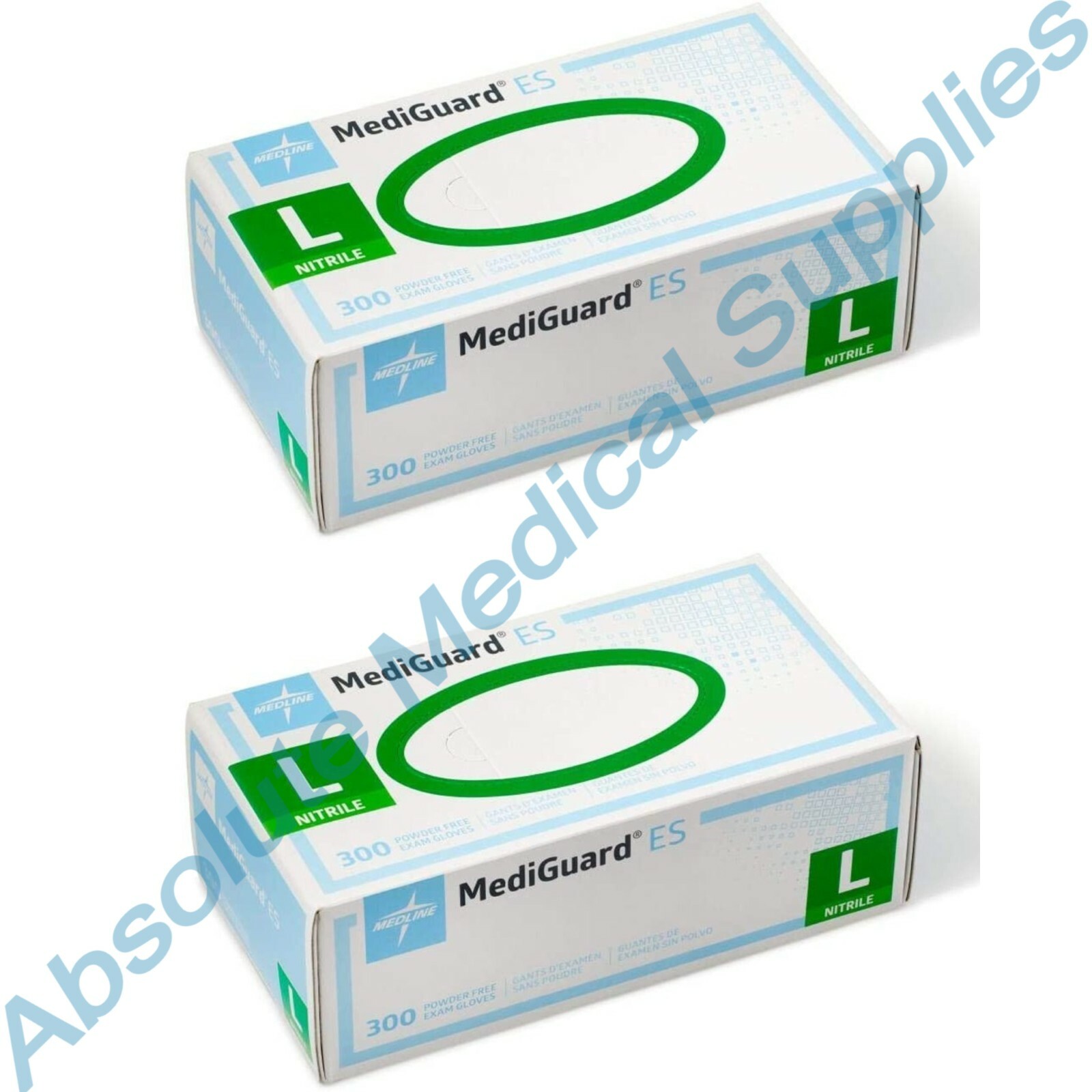 *2-Boxes* Medline MediGuard ES Powder Free Nitrile 300 Gloves Large Blue MG3003