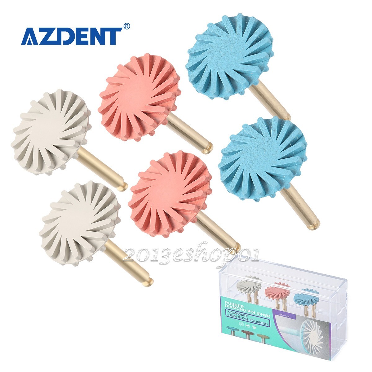 6pcs Dental Composite RA Disc 14mm Polishing Wheels Diamond Rubber Rotary Burs
