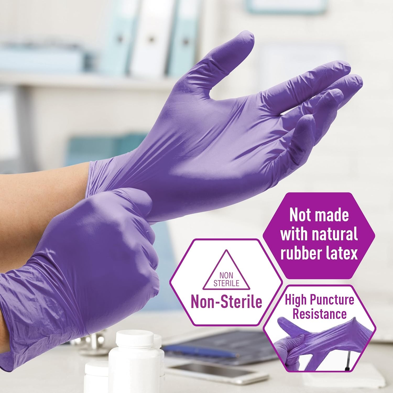 MedPride Powder-Free Nitrile Exam Gloves, Medium (Pack of 100), Iris Blue