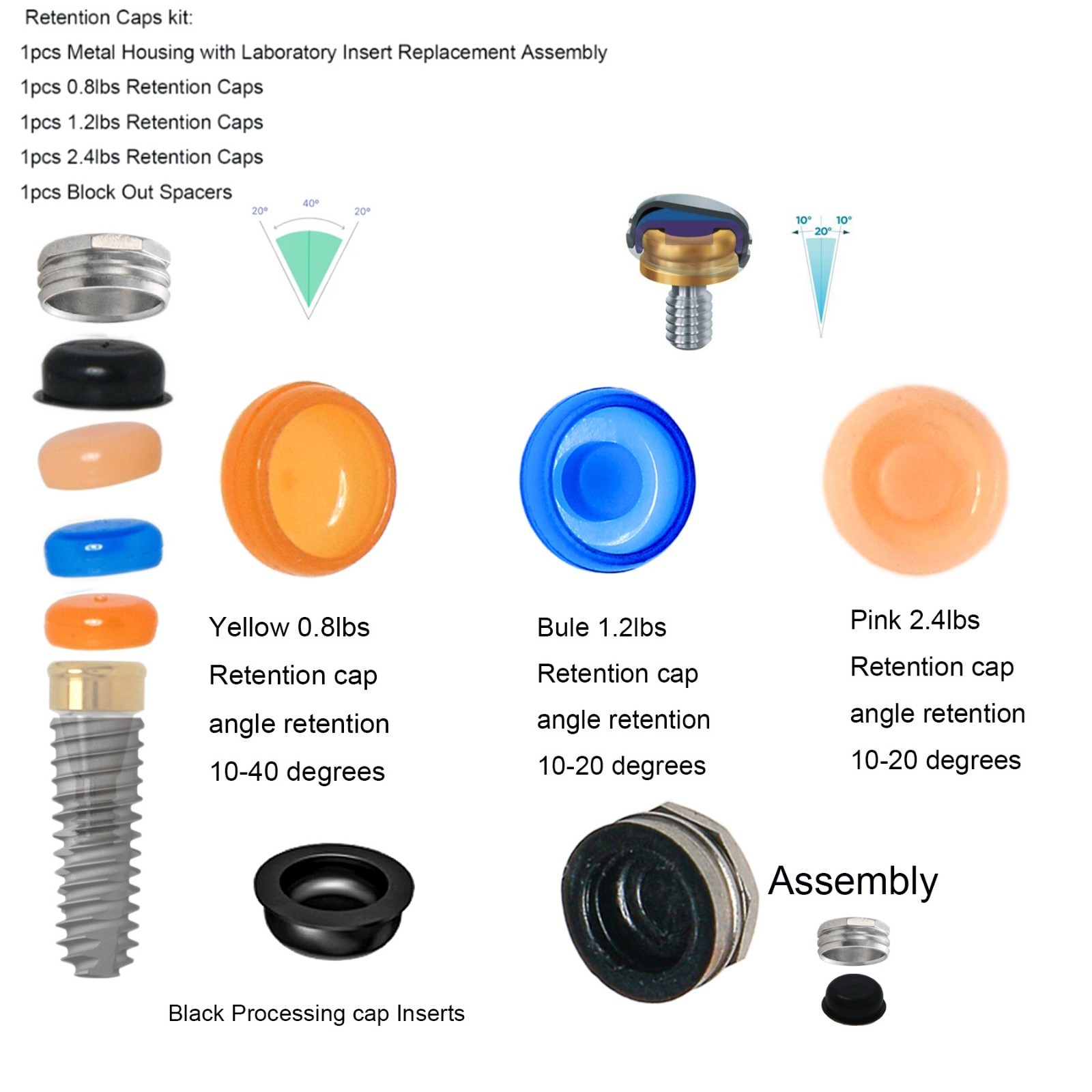 US Dental Locator abutment Overdentrue Male Caps Inserts Fits ALL Implant System