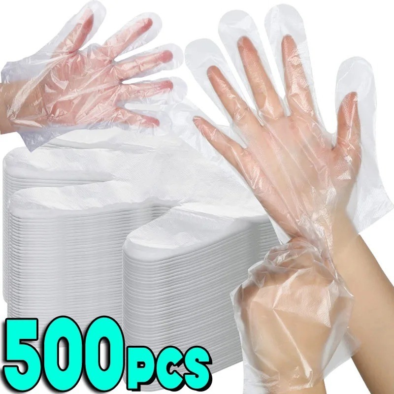 500 Count Disposable Poly Plastic Gloves for Cooking, Food Prep and Food Service