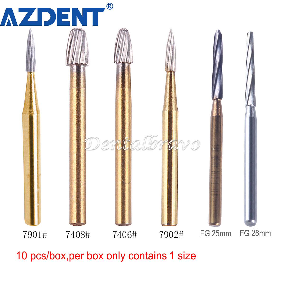 AZDENT Dental Trimming&Finishing Gold Burs Carbide Burs 7901/7803/7104/7404/1958