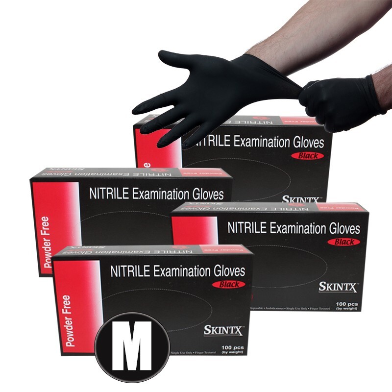 Medium – 400 PCS Black Nitrile Powder Free Medical Exam Tattoos Piercing Gloves