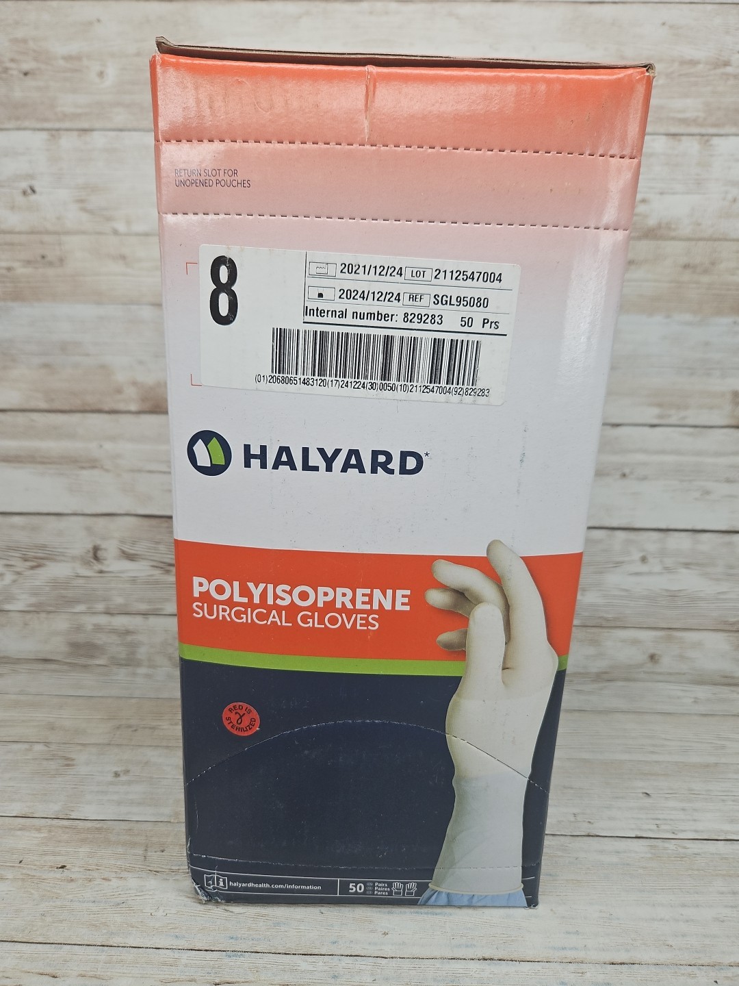 HALYARD Polyisoprene Surgical Gloves Sterile *50 pair Box* Size: 8 *See Date*