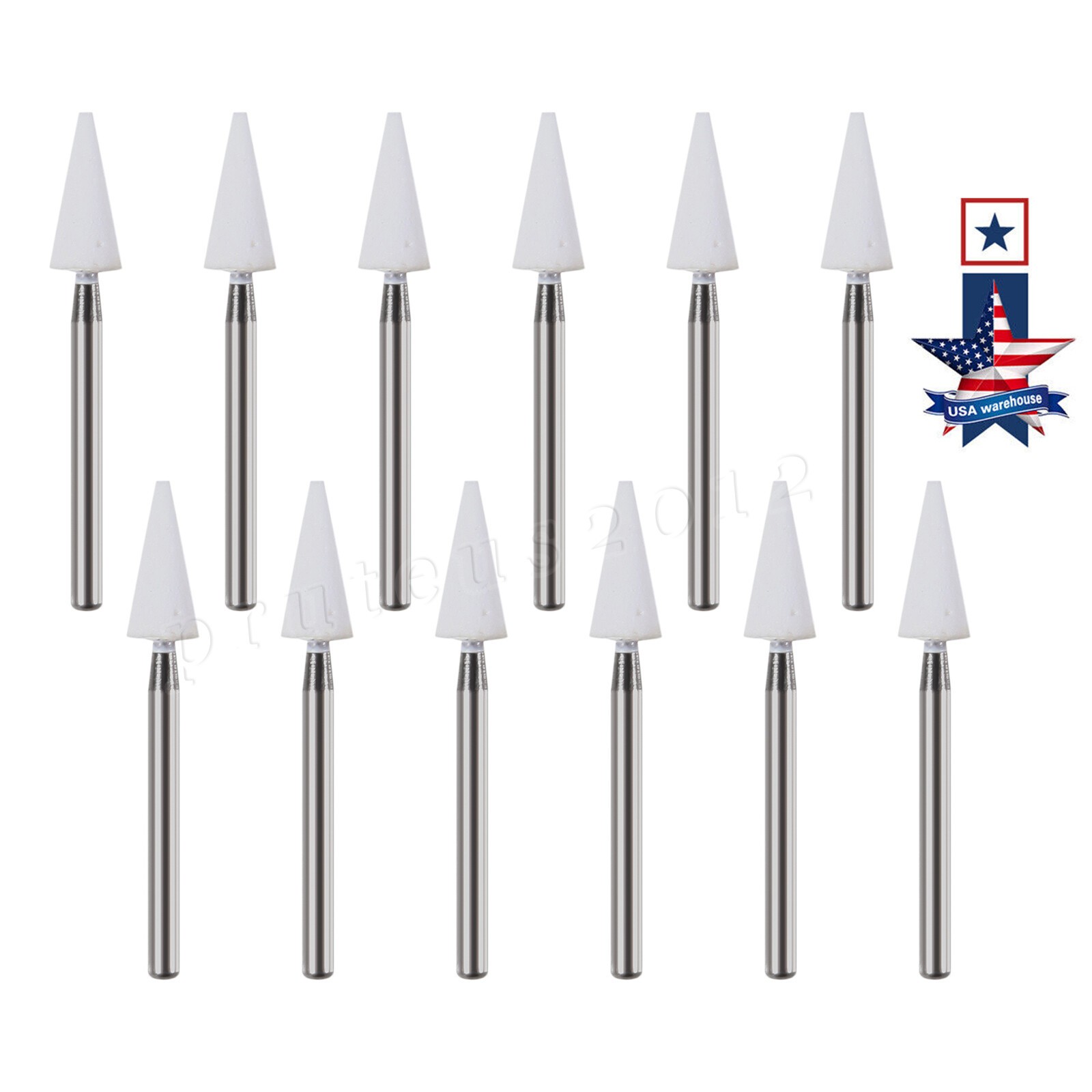 Dental White Stone Polishing Burs FG Aluminum Oxide Flame/Cone/Round Shape st