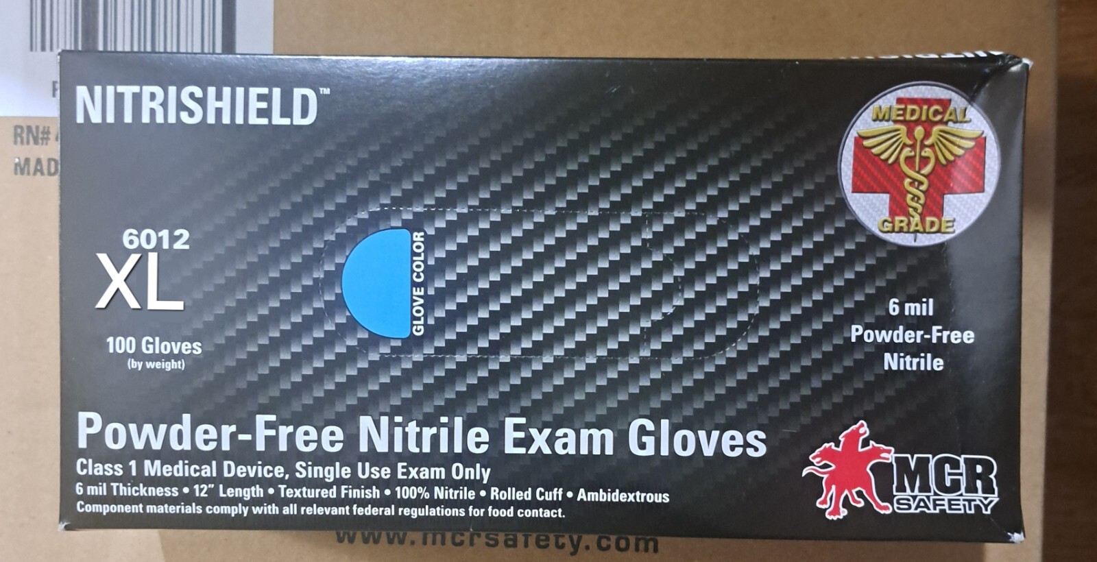 Case of 1000 MCR SAFETY XL 6012XL Disposable Nitrile Medical Gloves