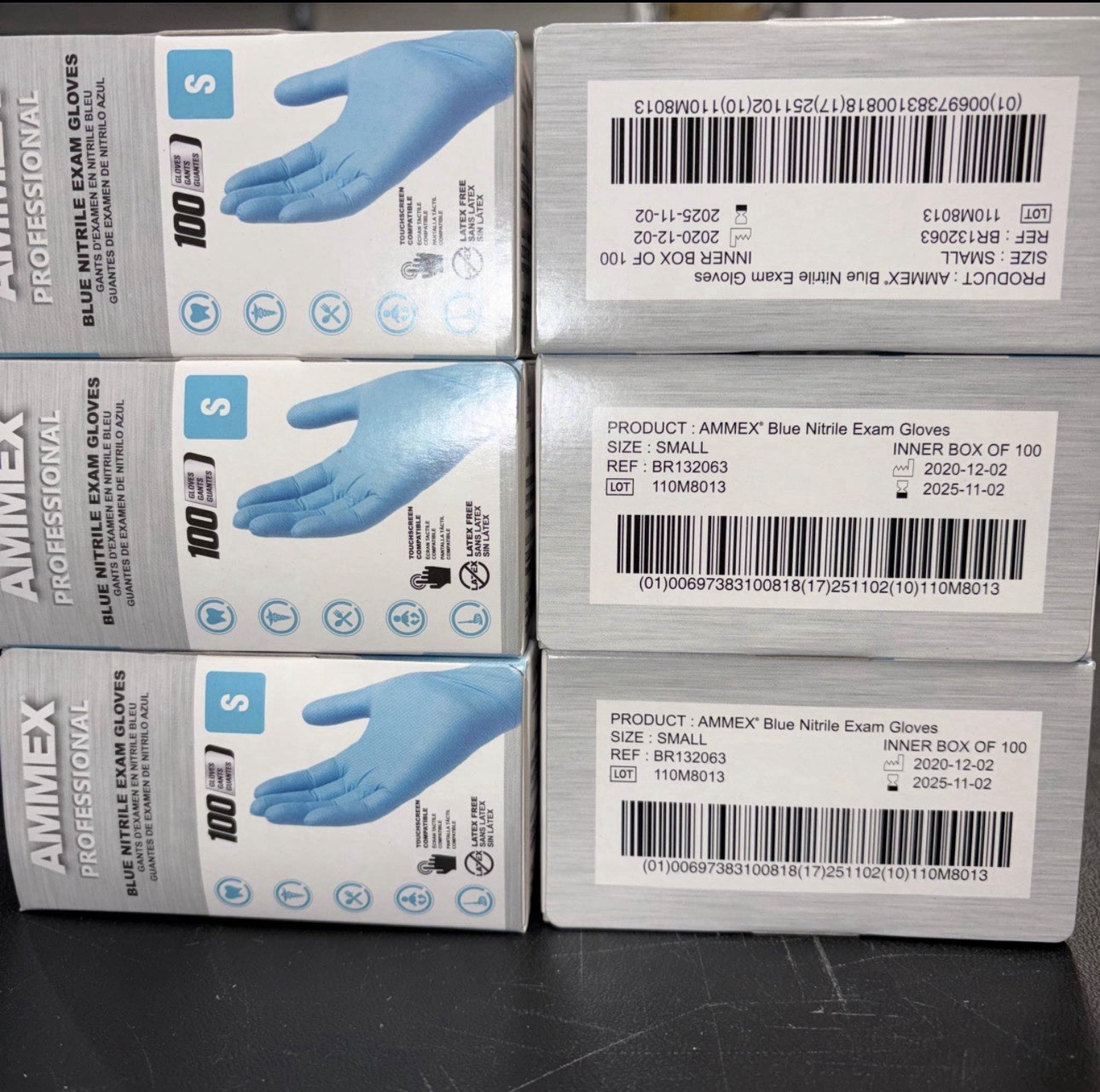AMMEX Blue Nitrile Gloves Small Powder Free Exam Grade 100 Ct 6 Boxes Latex Free