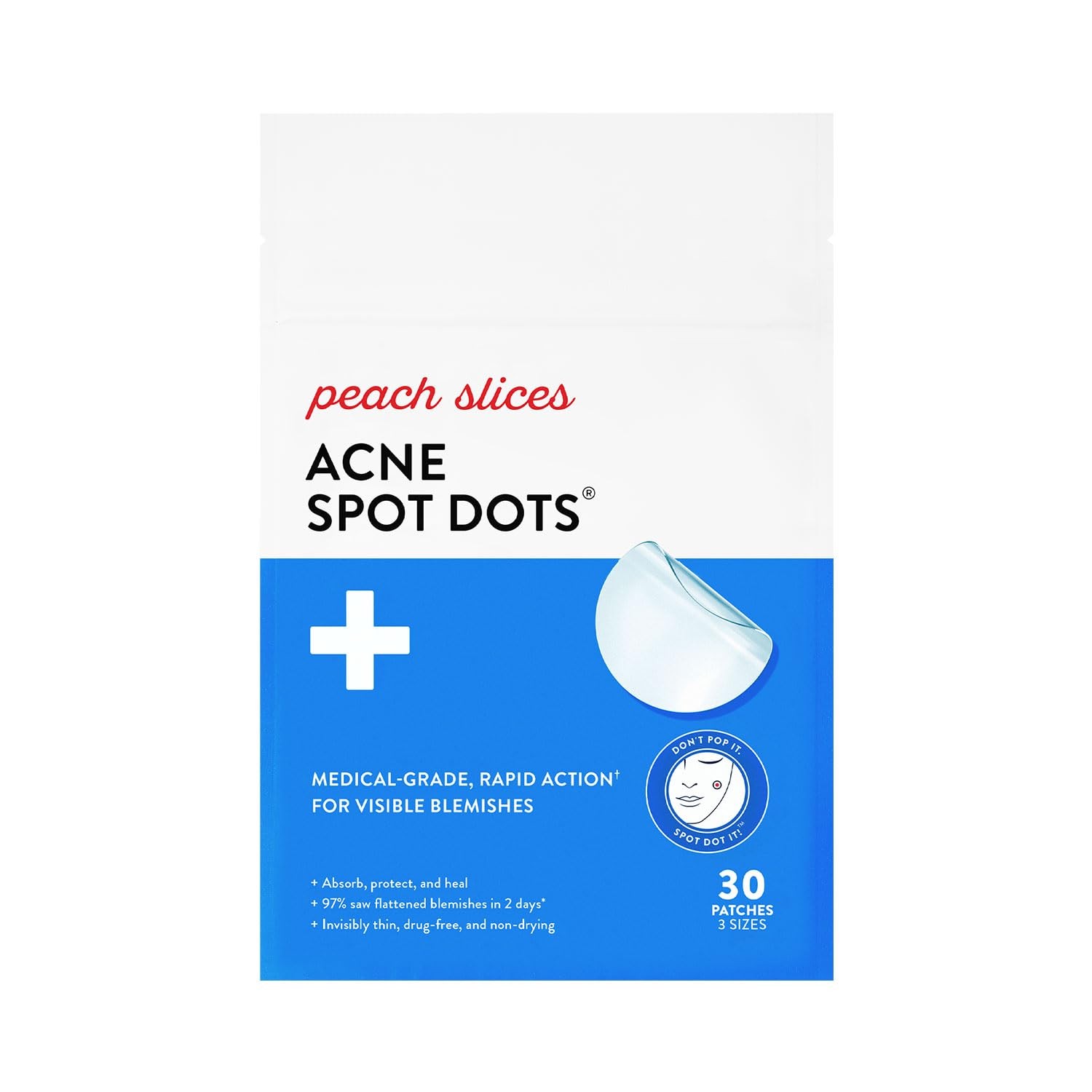 Peach Slices – Acne Spot Dots 30 Ct – Hydrocolloid Pimple Patches For Face –