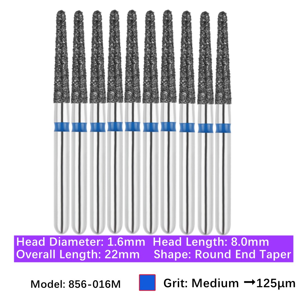 Vakker Dental Round End Taper FG Diamond Bur 856-016M Medium 10/pk