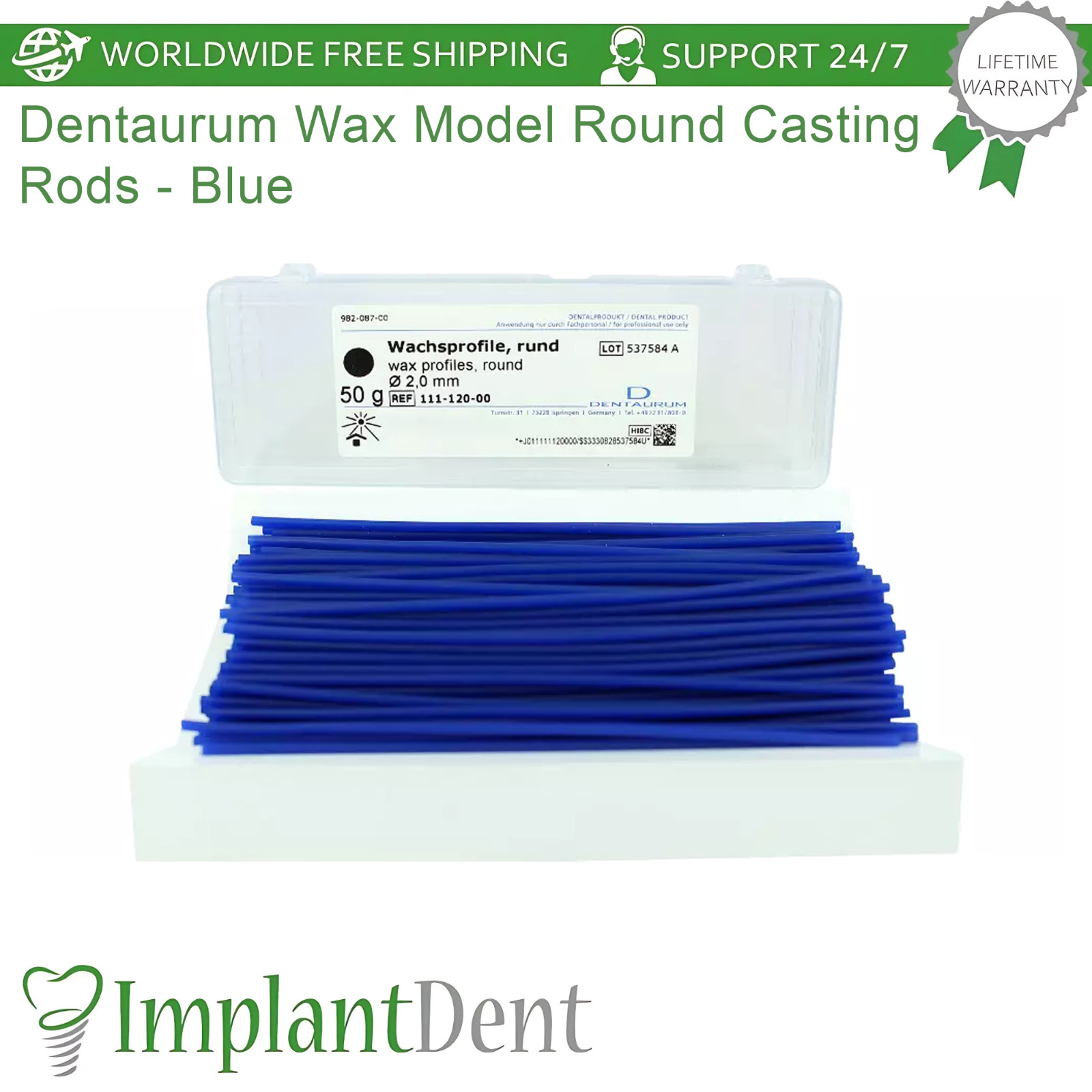 Dental Wax Round Casting Rods Blue Strengtheners Casting Application Dentaurum