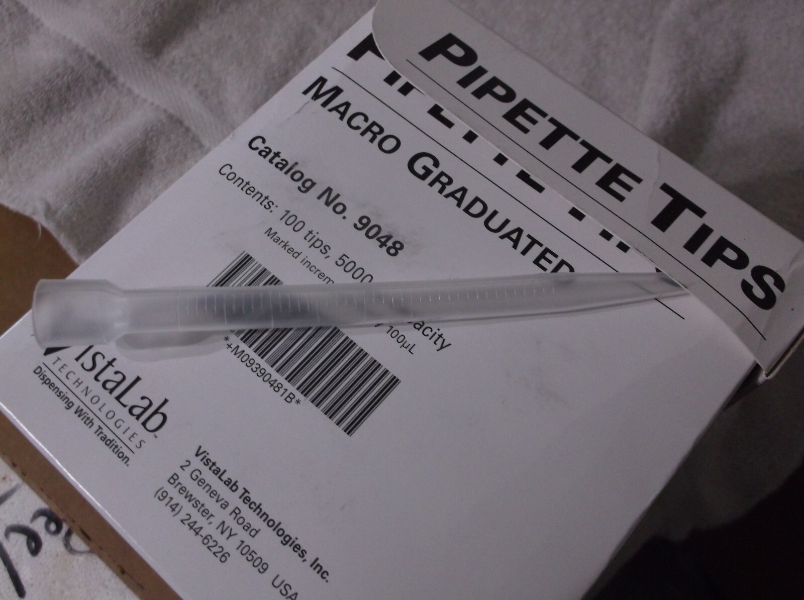 VistaLab Technologies 9048 Macro Graduate Pipette Tips 5000uL – Box of 100 – NEW