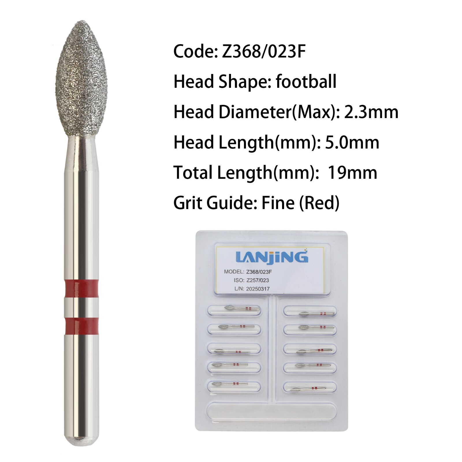 Zirconia Cutting Adjustment Diamond Burs Dental FG Round End Taper Cylinder Ball